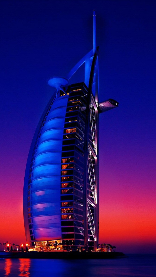 Скачати мобільні шпалери Архітектура, Горизонт, Синій, Дубай, Бурдж Аль Араб, Створено Людиною безкоштовно.