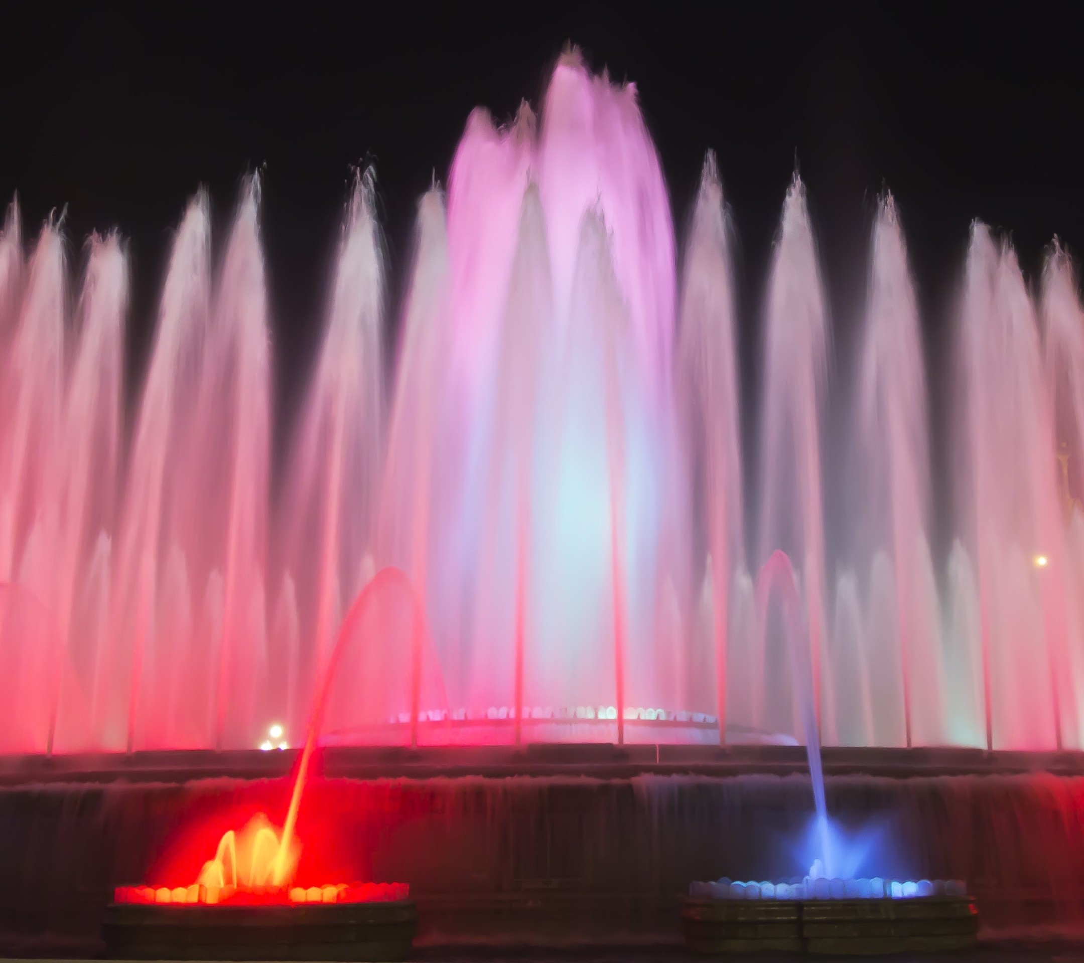 Free download wallpaper Night, Fountain, Light, Colorful, Man Made on your PC desktop