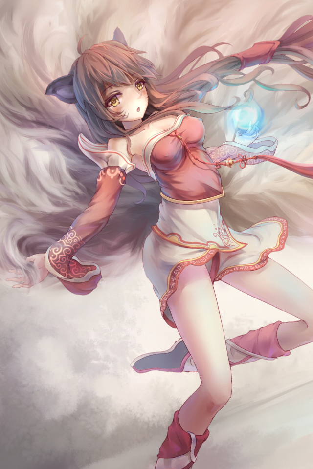 Download mobile wallpaper Magic, League Of Legends, Tail, Video Game, Long Hair, Ahri (League Of Legends) for free.