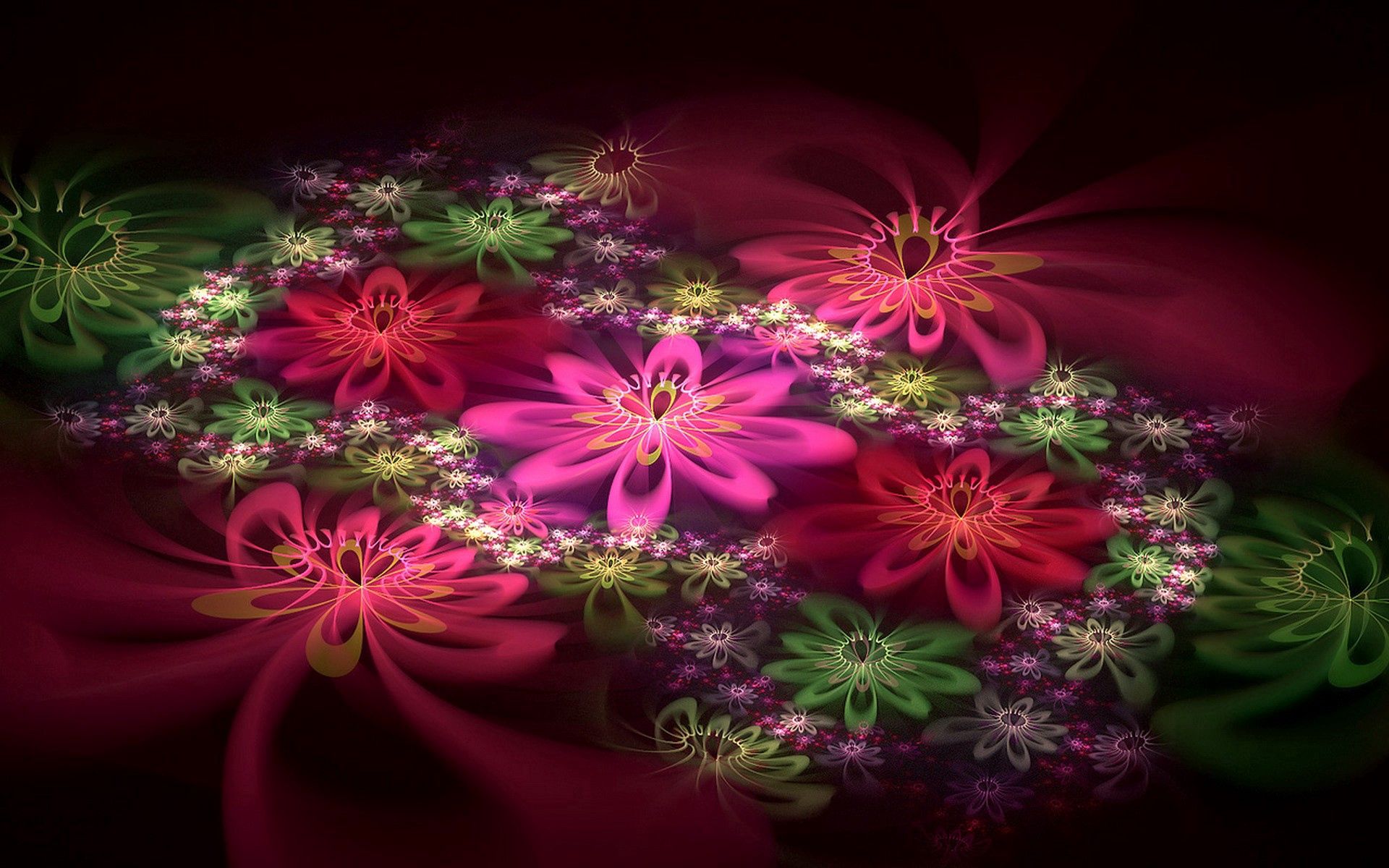 Free download wallpaper Abstract, Flowers, Shine, Light, Color, Patterns, Fractal on your PC desktop