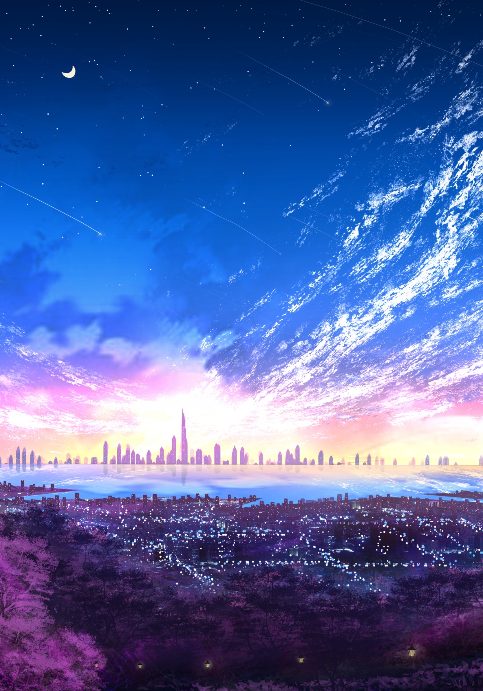 Download mobile wallpaper Anime, Sky, City for free.