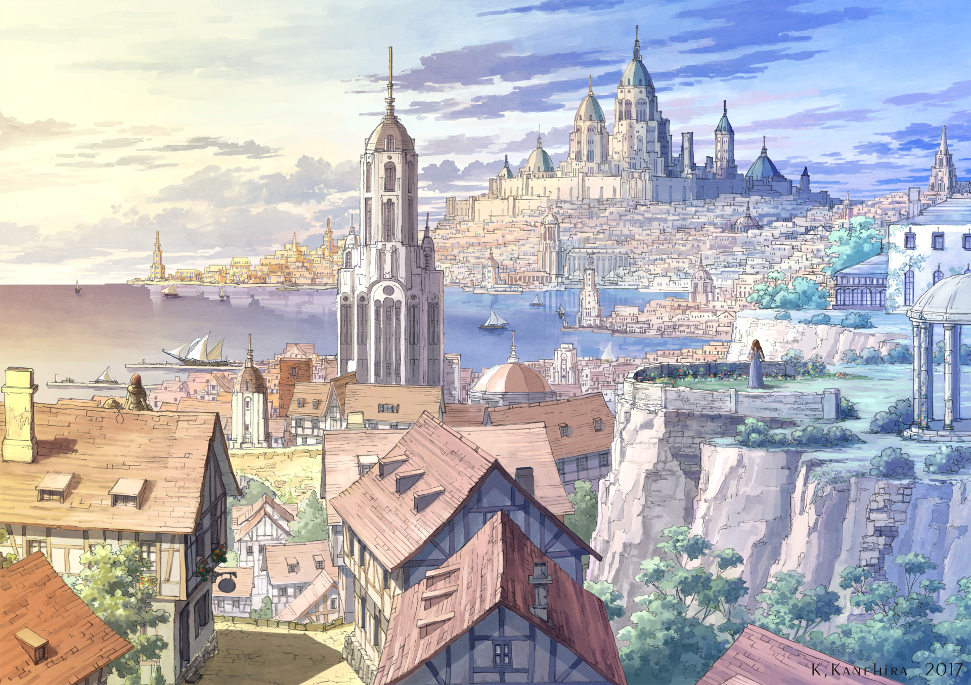Download mobile wallpaper Anime, City, Building, Original for free.