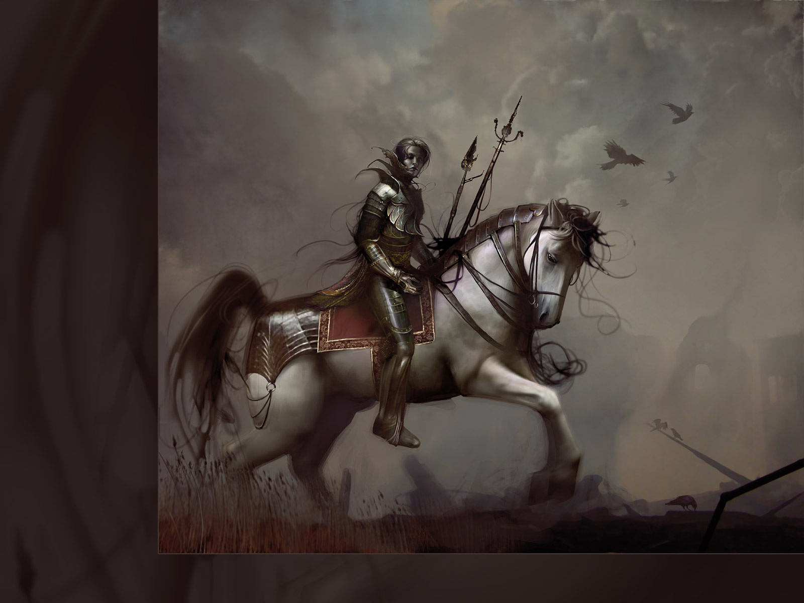 PCデスクトップにファンタジー, 馬, 戦士画像を無料でダウンロード