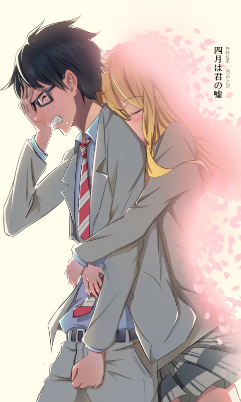 Handy-Wallpaper Animes, Kousei Arima, Kaori Miyazono, Ihre Lüge Im April kostenlos herunterladen.