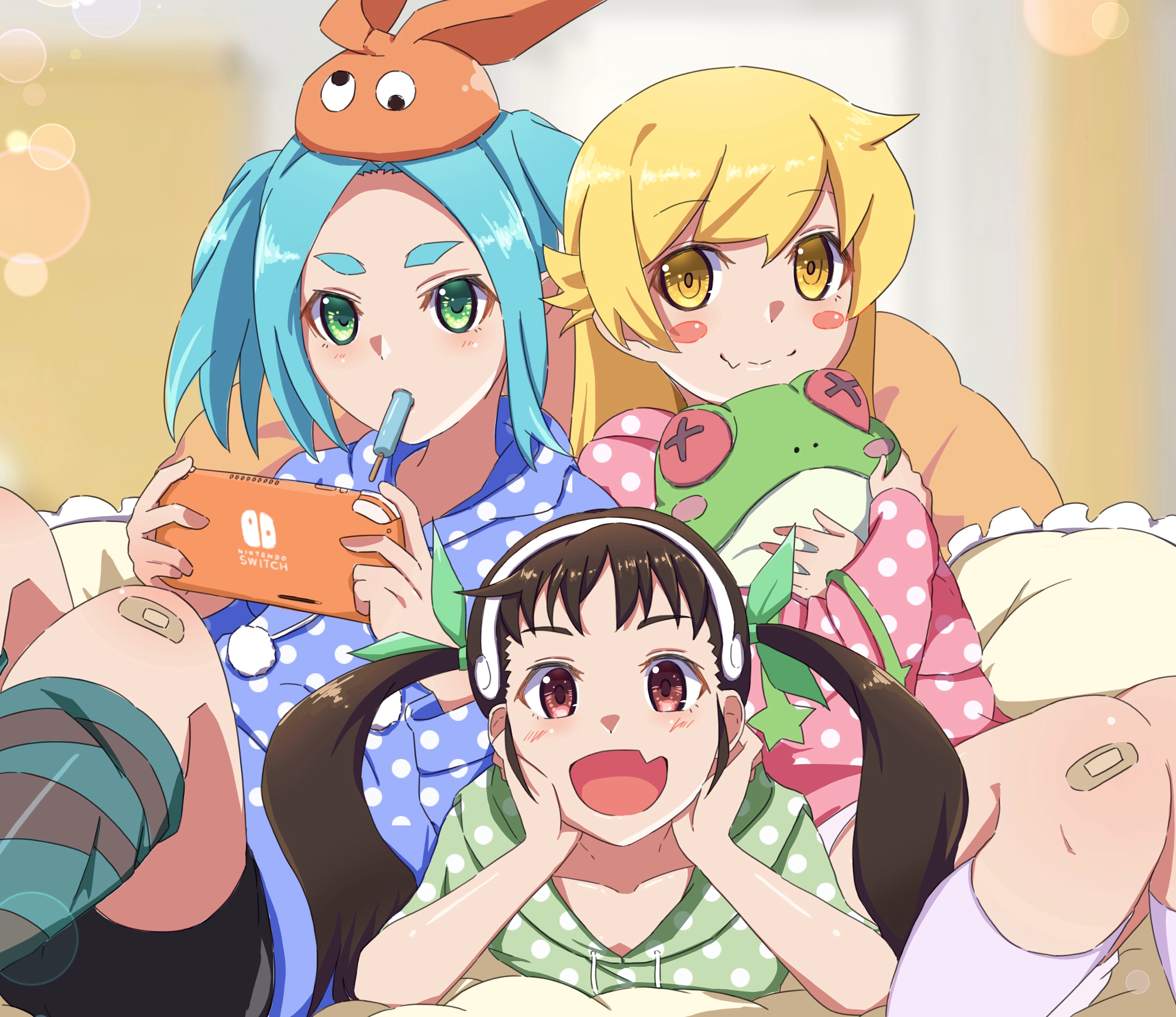 Descarga gratuita de fondo de pantalla para móvil de Animado, Monogatari (Serie), Mayoi Hachikuji, Shinobu Oshino, Yotsugi Ononoki.