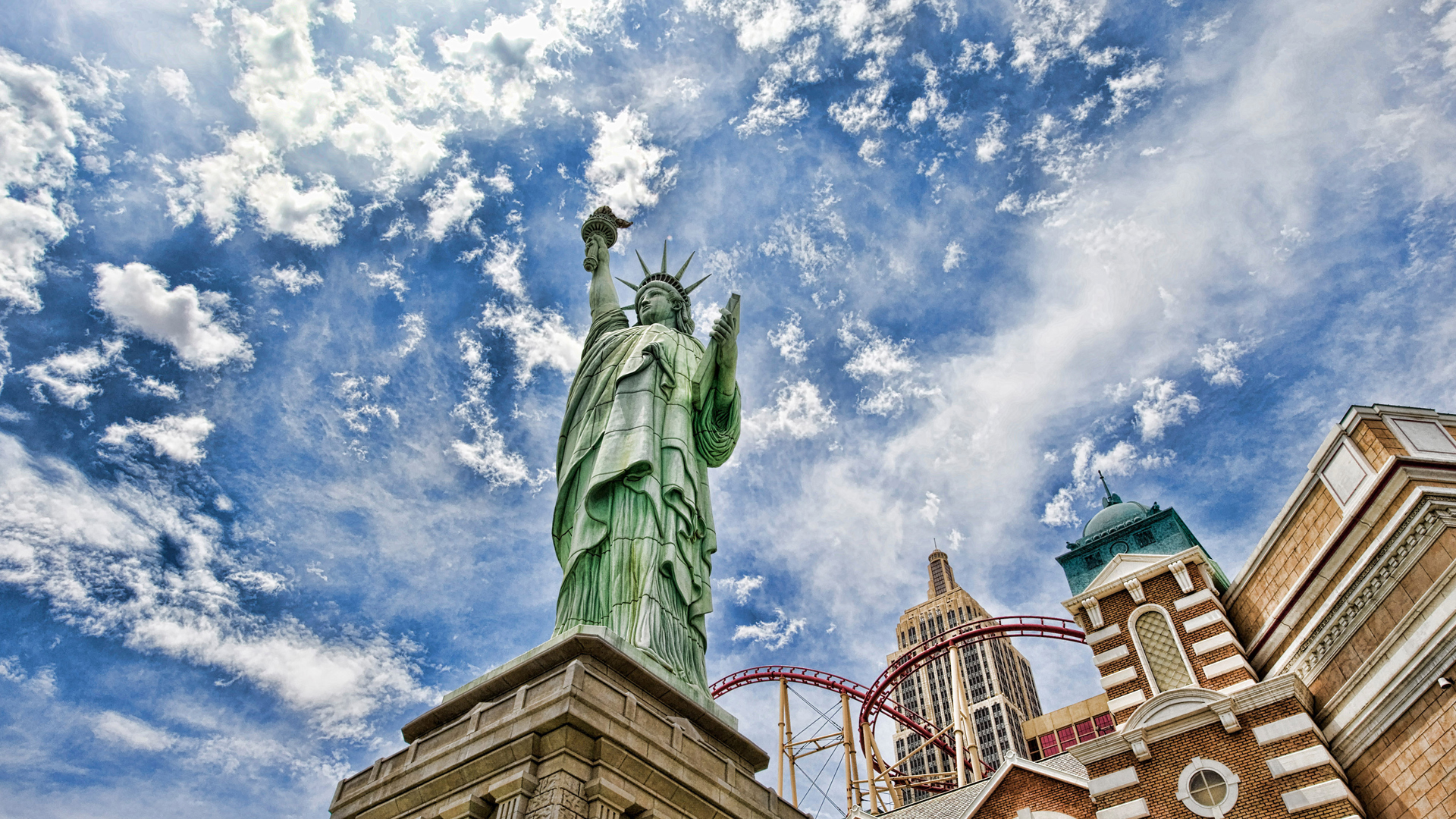 statue of liberty, architecture, blue HD wallpaper