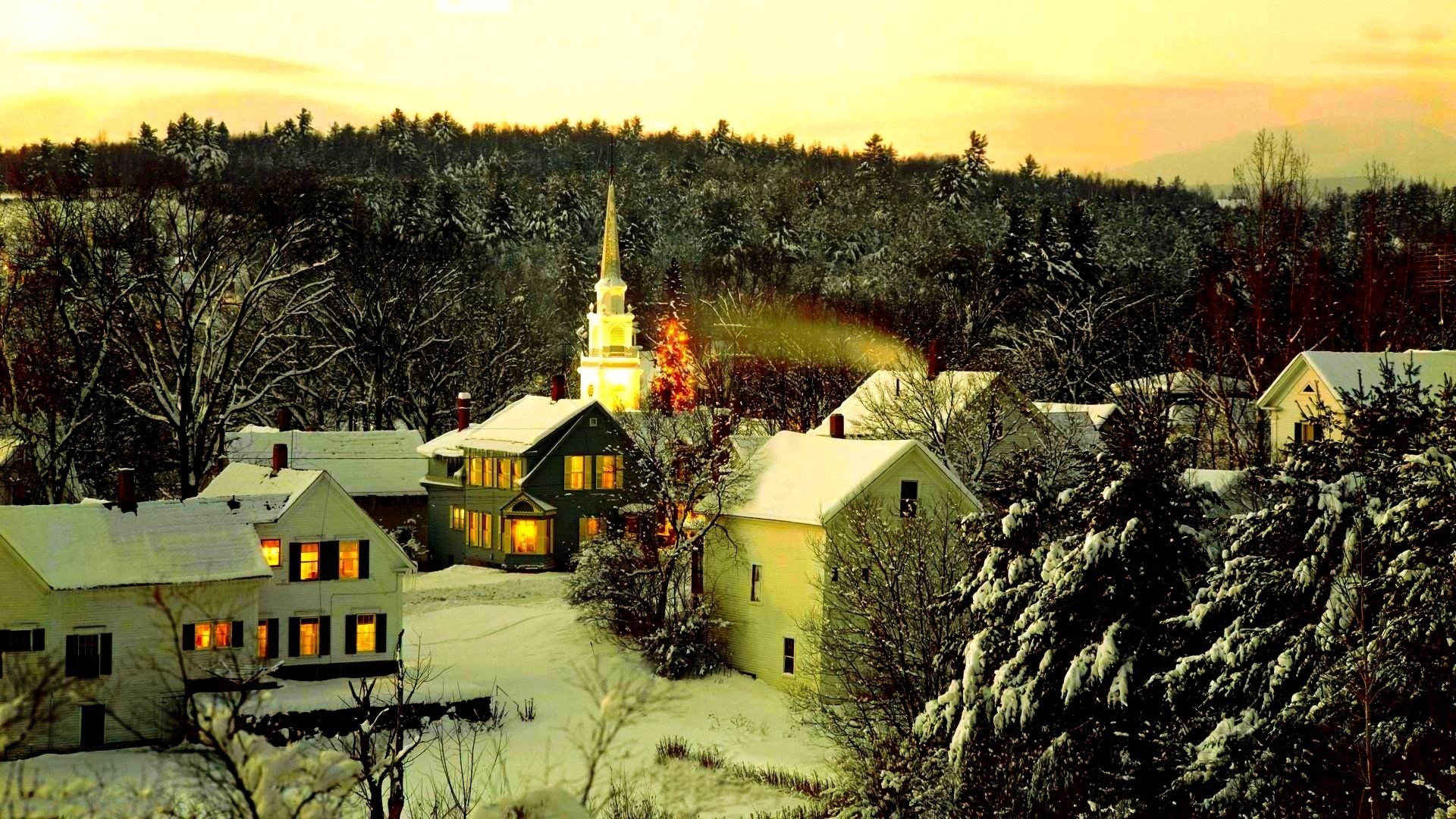 Free download wallpaper Winter, Snow, Light, House, Village, Man Made on your PC desktop