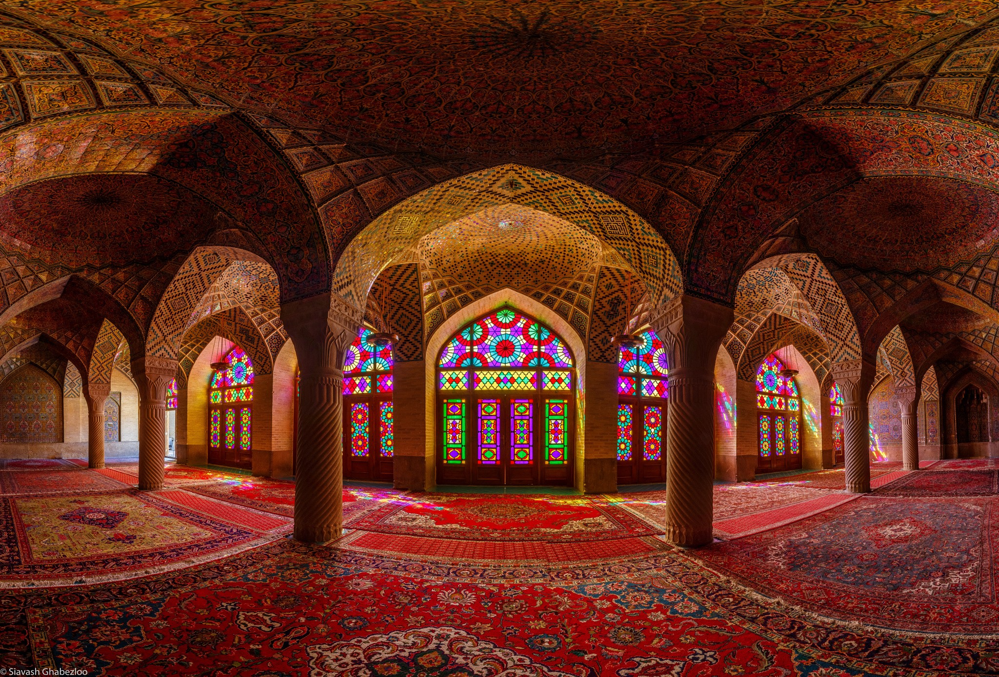 stained glass, iran, arch, mosques, religious, mosque, colorful, colors