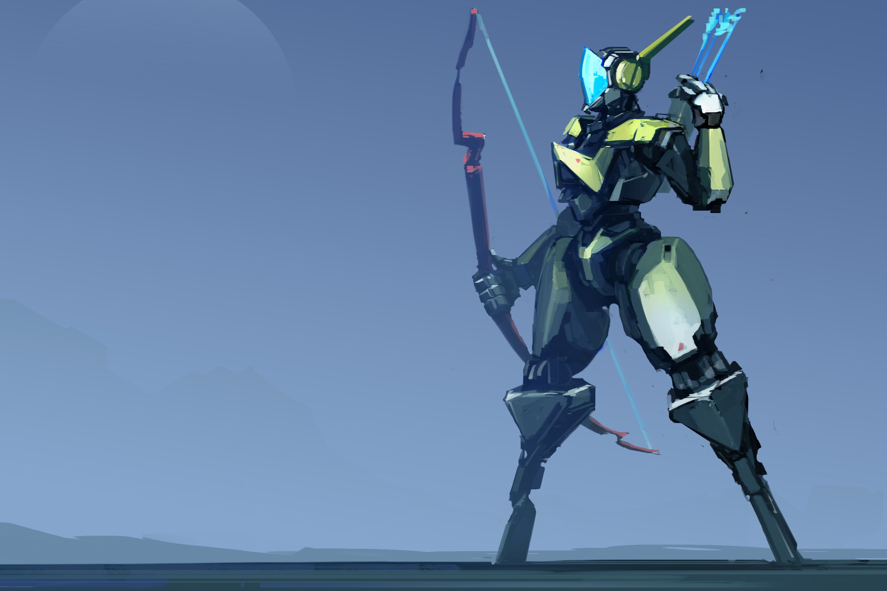 Free download wallpaper Weapon, Bow, Robot, Sci Fi, Giant, Archer on your PC desktop