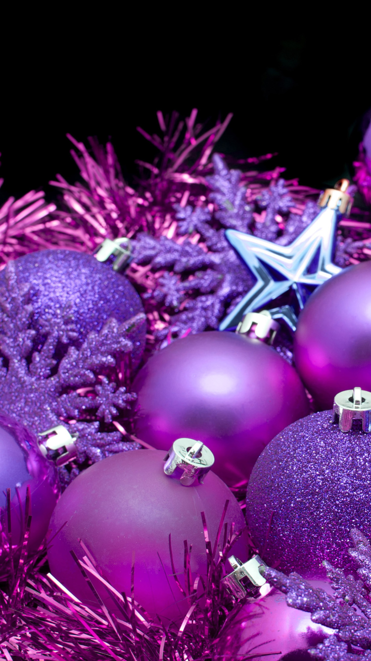 Download mobile wallpaper Christmas, Holiday, Purple, Snowflake, Star, Christmas Ornaments for free.