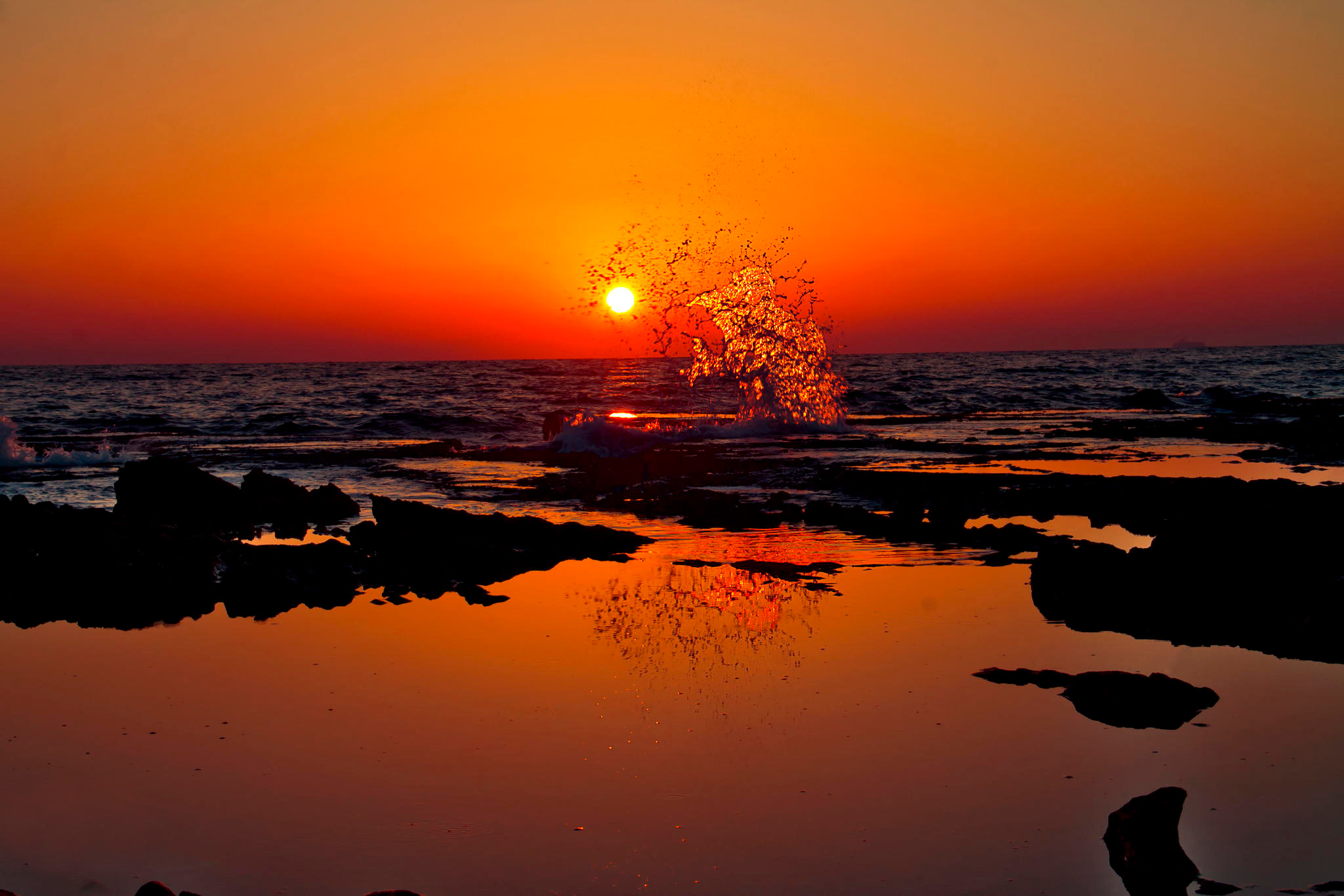 india, splash, nature, sunset, shore, bank, ocean Full HD