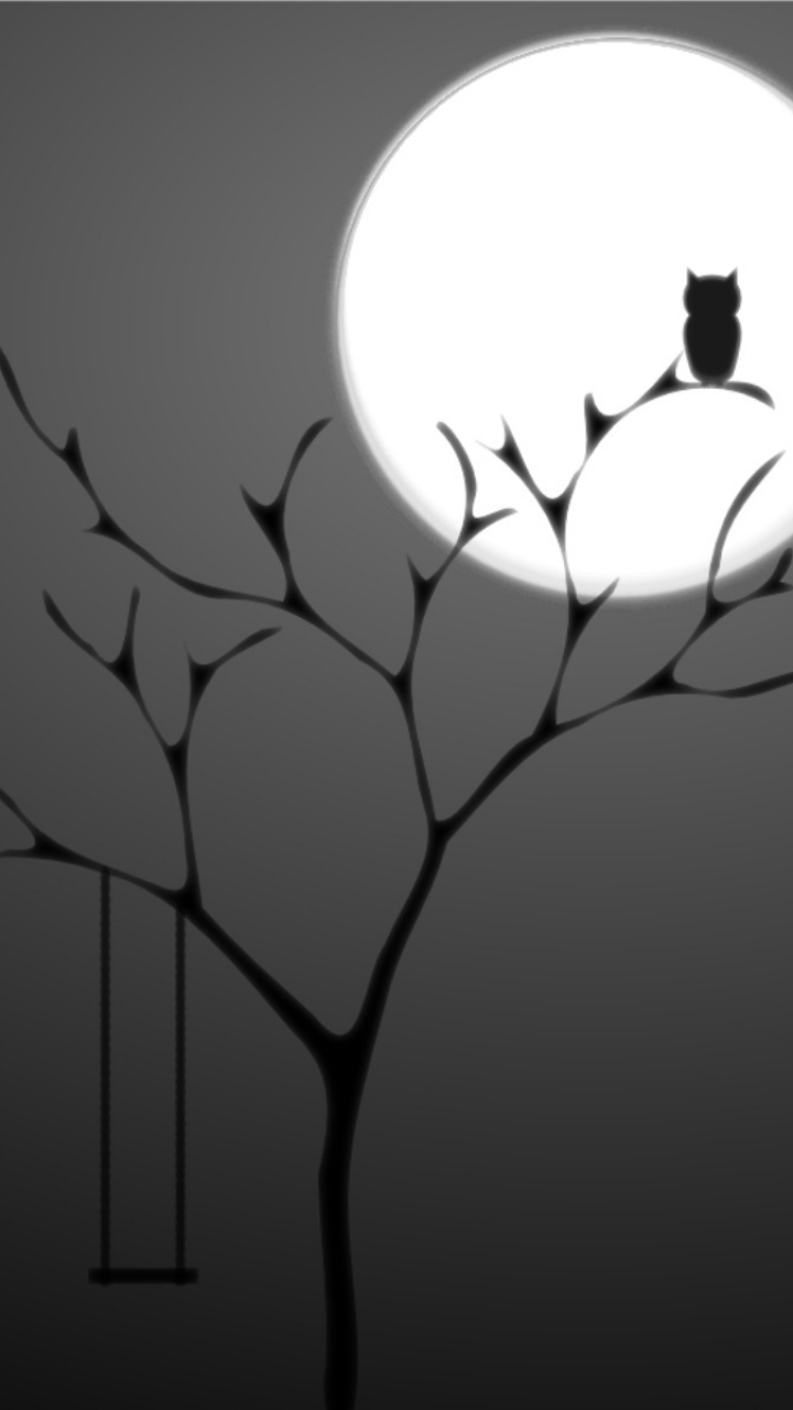 Download mobile wallpaper Owl, Dark, Tree, Artistic for free.