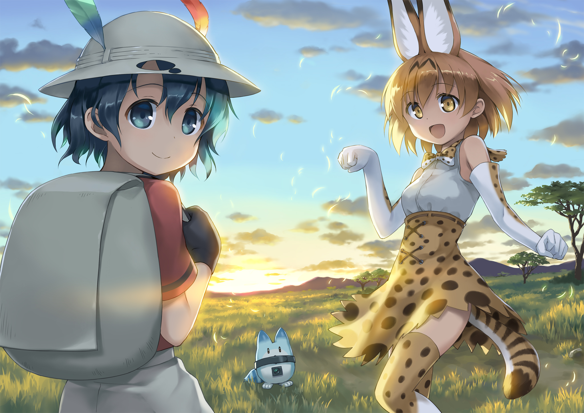 anime, kemono friends, kaban (kemono friends), serval (kemono friends)