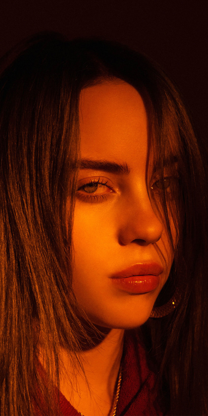 Download mobile wallpaper Music, Singer, Face, Brunette, American, Billie Eilish for free.