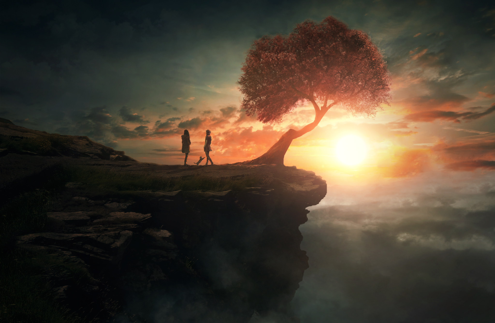 Free download wallpaper People, Tree, Artistic on your PC desktop