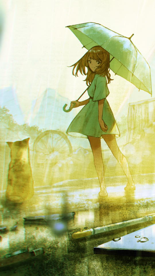 Handy-Wallpaper Mädchen, Regenschirm, Animes kostenlos herunterladen.