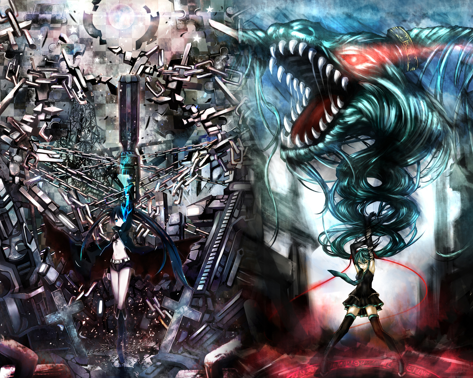 Free download wallpaper Anime, Black Rock Shooter, Hatsune Miku on your PC desktop