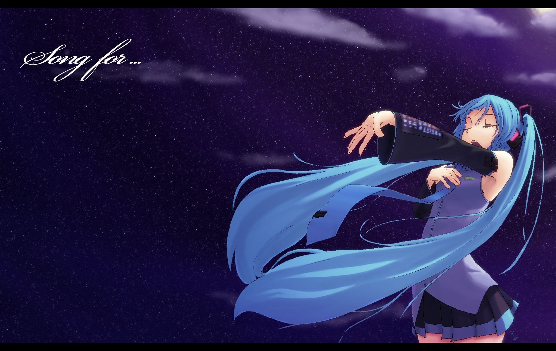 Handy-Wallpaper Vocaloid, Nacht, Hatsune Miku, Animes kostenlos herunterladen.