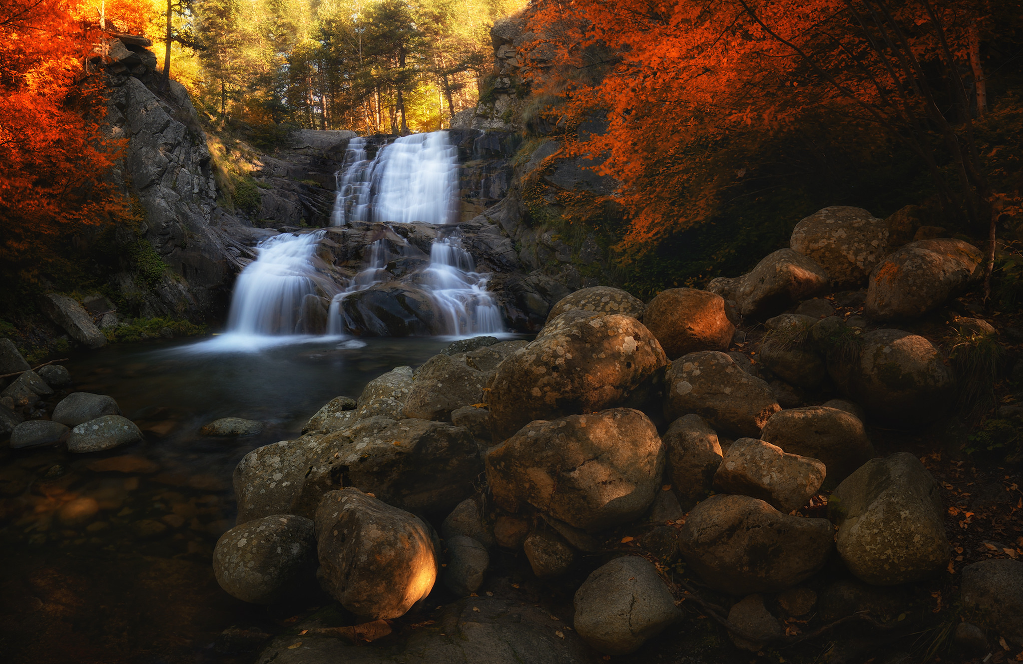 Descarga gratuita de fondo de pantalla para móvil de Naturaleza, Otoño, Cascadas, Cascada, Bosque, Tierra/naturaleza.