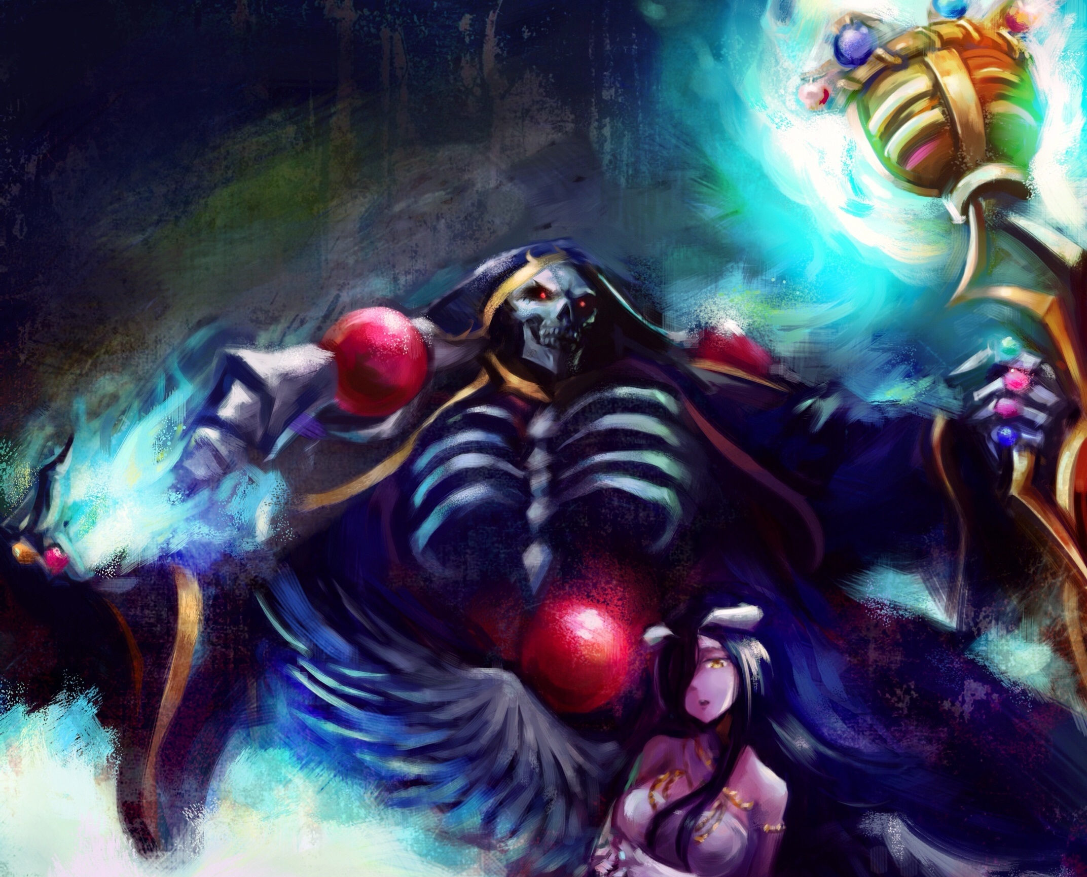 Download mobile wallpaper Anime, Overlord, Ainz Ooal Gown, Albedo (Overlord) for free.