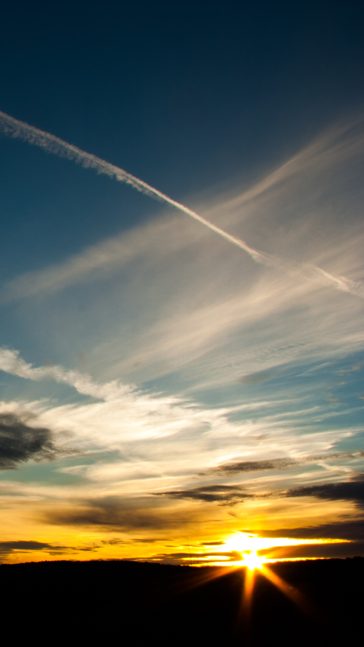 Download mobile wallpaper Sunset, Sky, Earth, Hill, Cloud for free.