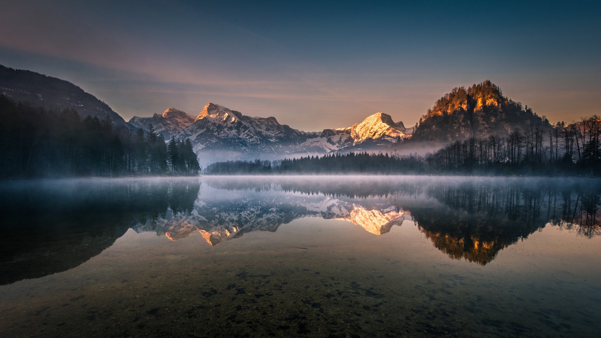 Free download wallpaper Nature, Sky, Dawn, Mountain, Lake, Reflection, Austria, Earth on your PC desktop