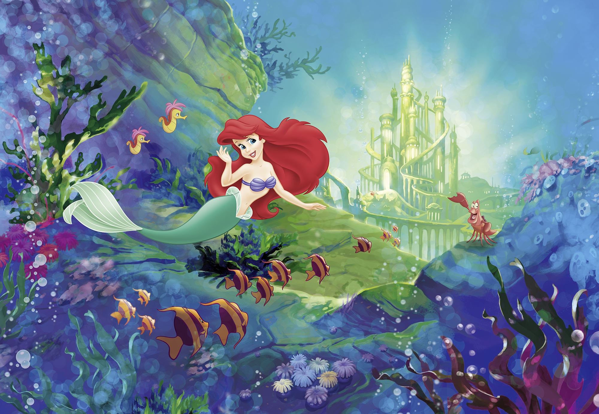 movie, the little mermaid (1989), ariel (the little mermaid), atlantica, fish, mermaid, red hair, seahorse, sebastian (the little mermaid), the little mermaid