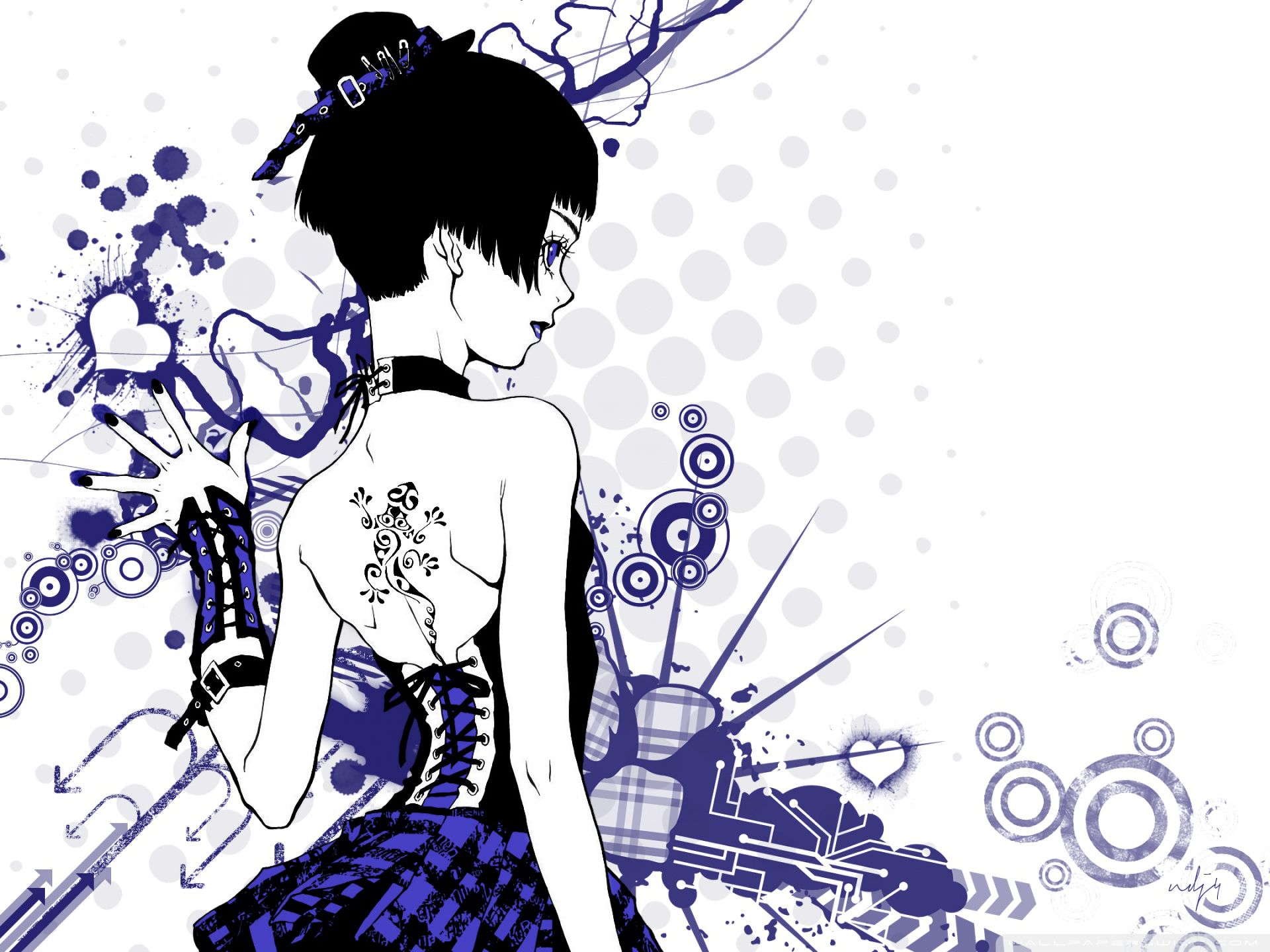 Download mobile wallpaper Anime, Girl, Tattoo, Heart for free.