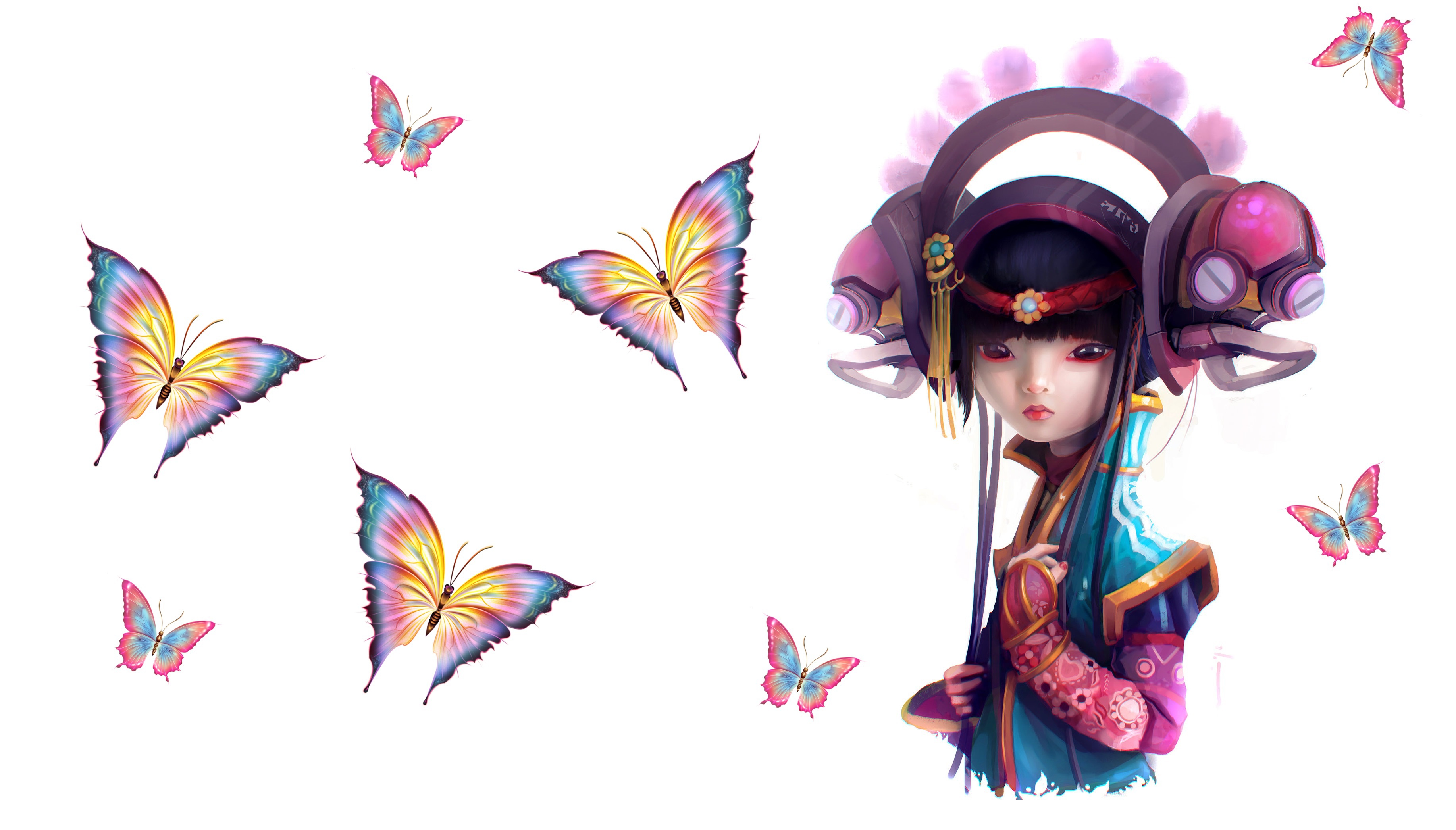 Free download wallpaper Butterfly, Artistic, Women on your PC desktop