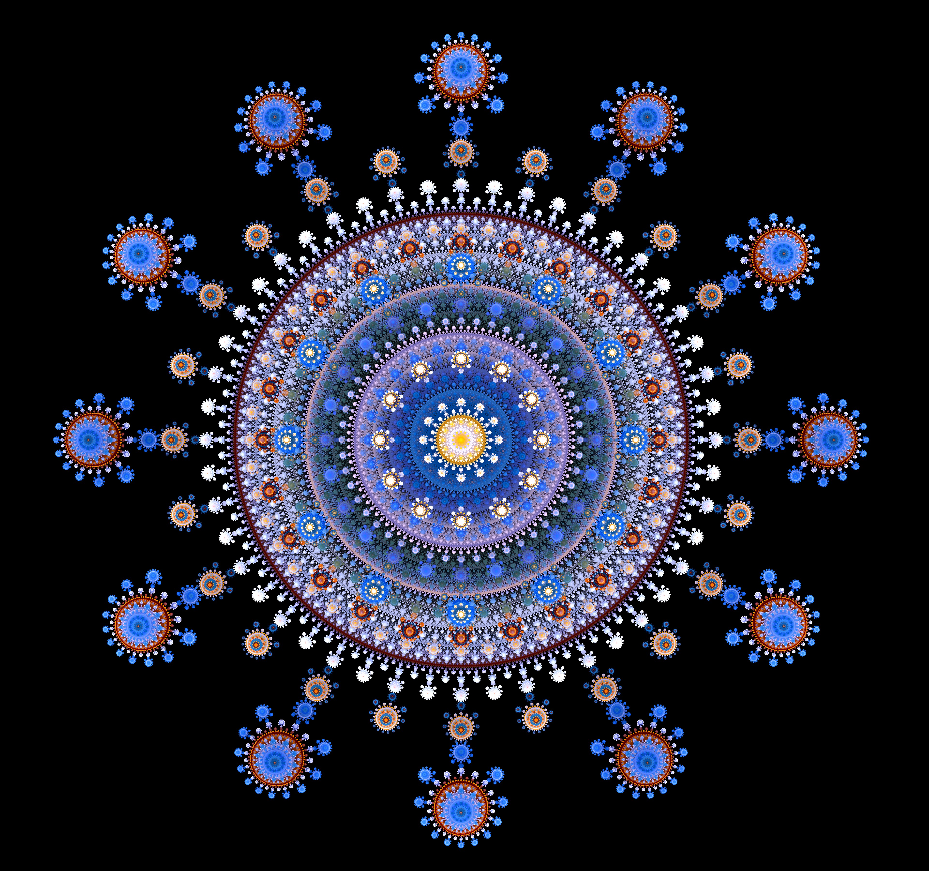 fractal, mandala, circles, abstract, pattern