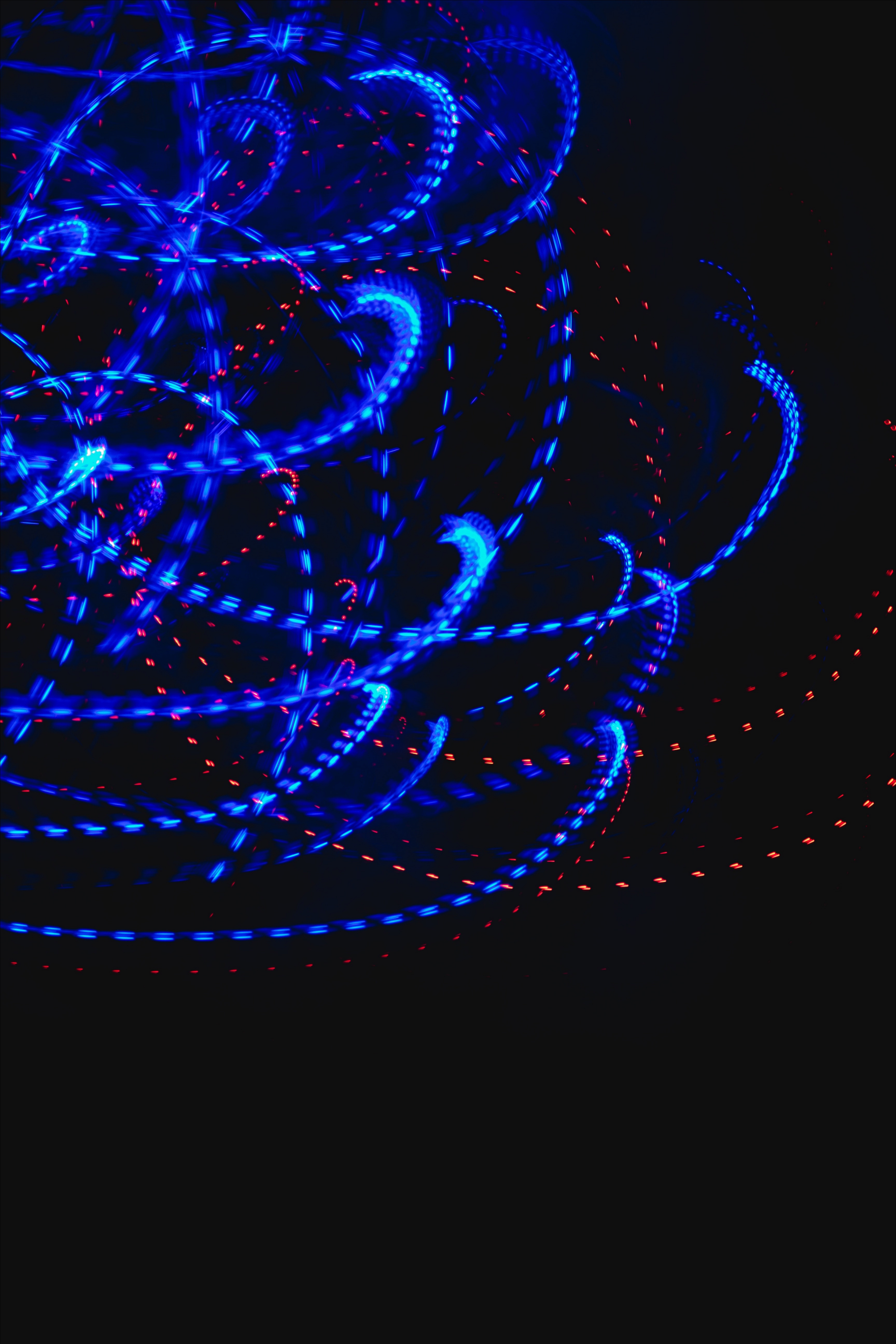 abstract, blue, lines, wavy, neon, glow, intermittent