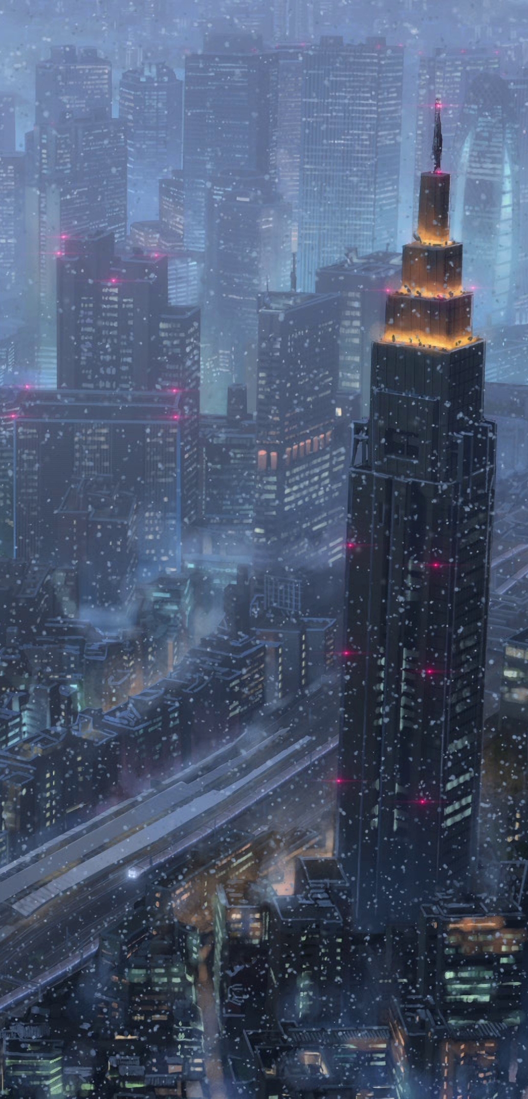 Download mobile wallpaper Anime, Night, City, Tokyo, Snowfall, Your Name, Kimi No Na Wa for free.