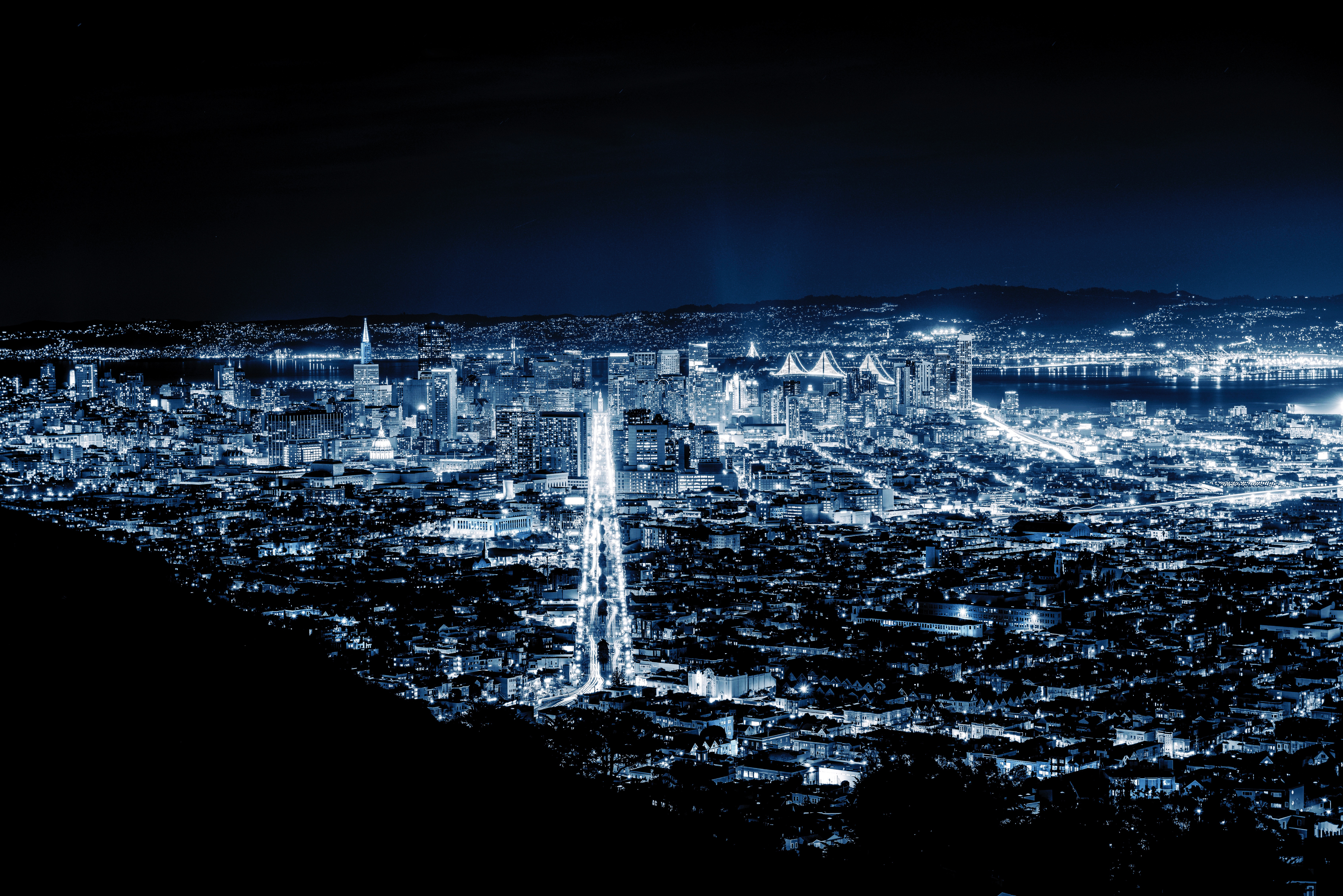 android usa, cities, night city, city lights, united states, san francisco