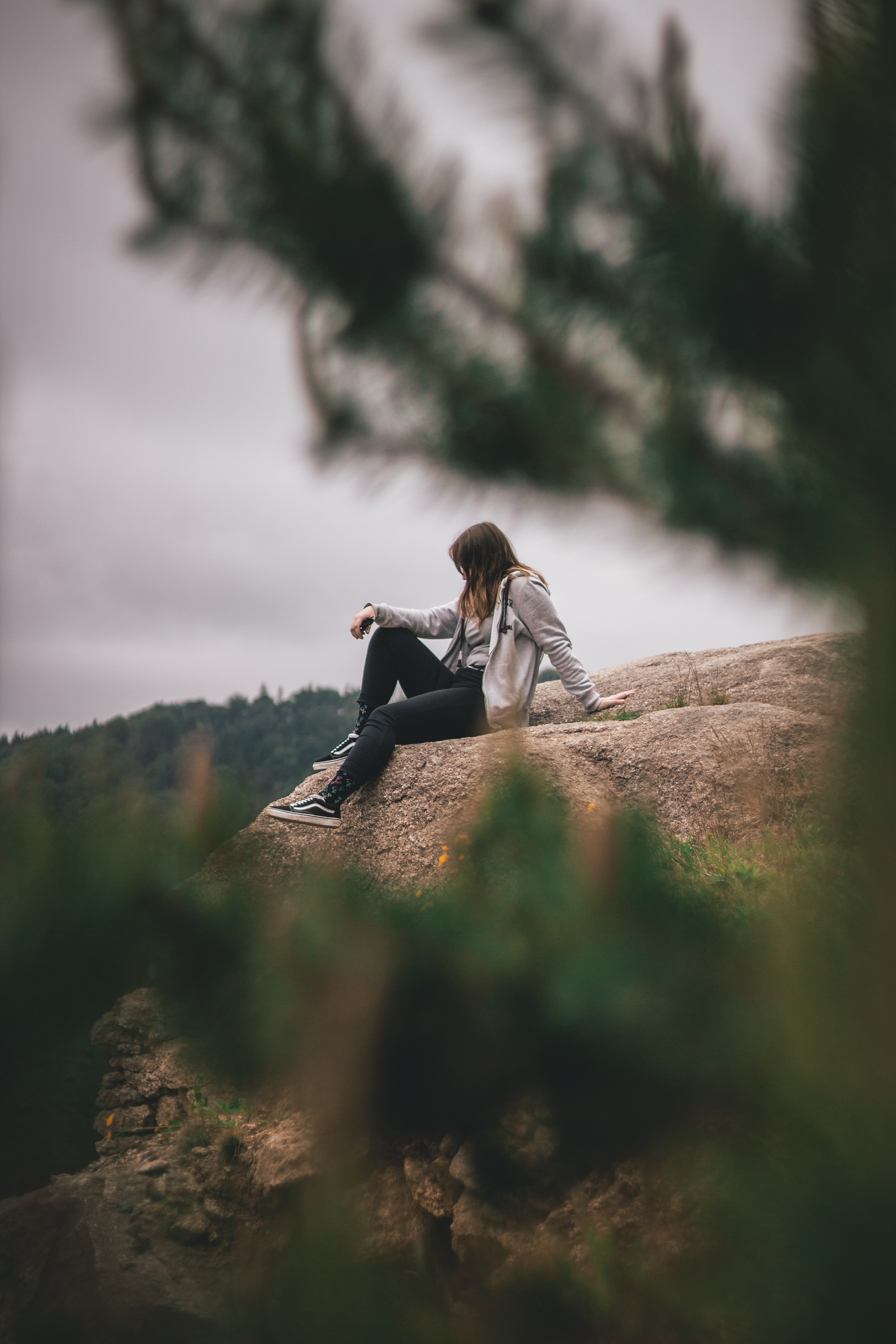 Download background alone, privacy, seclusion, miscellanea, miscellaneous, branches, girl, loneliness, lonely