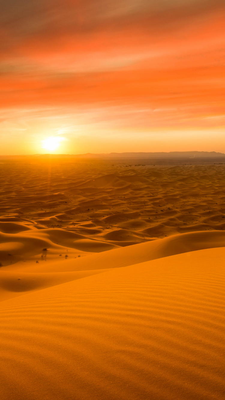 Download mobile wallpaper Landscape, Sunset, Sky, Sand, Desert, Horizon, Dune, Photography for free.