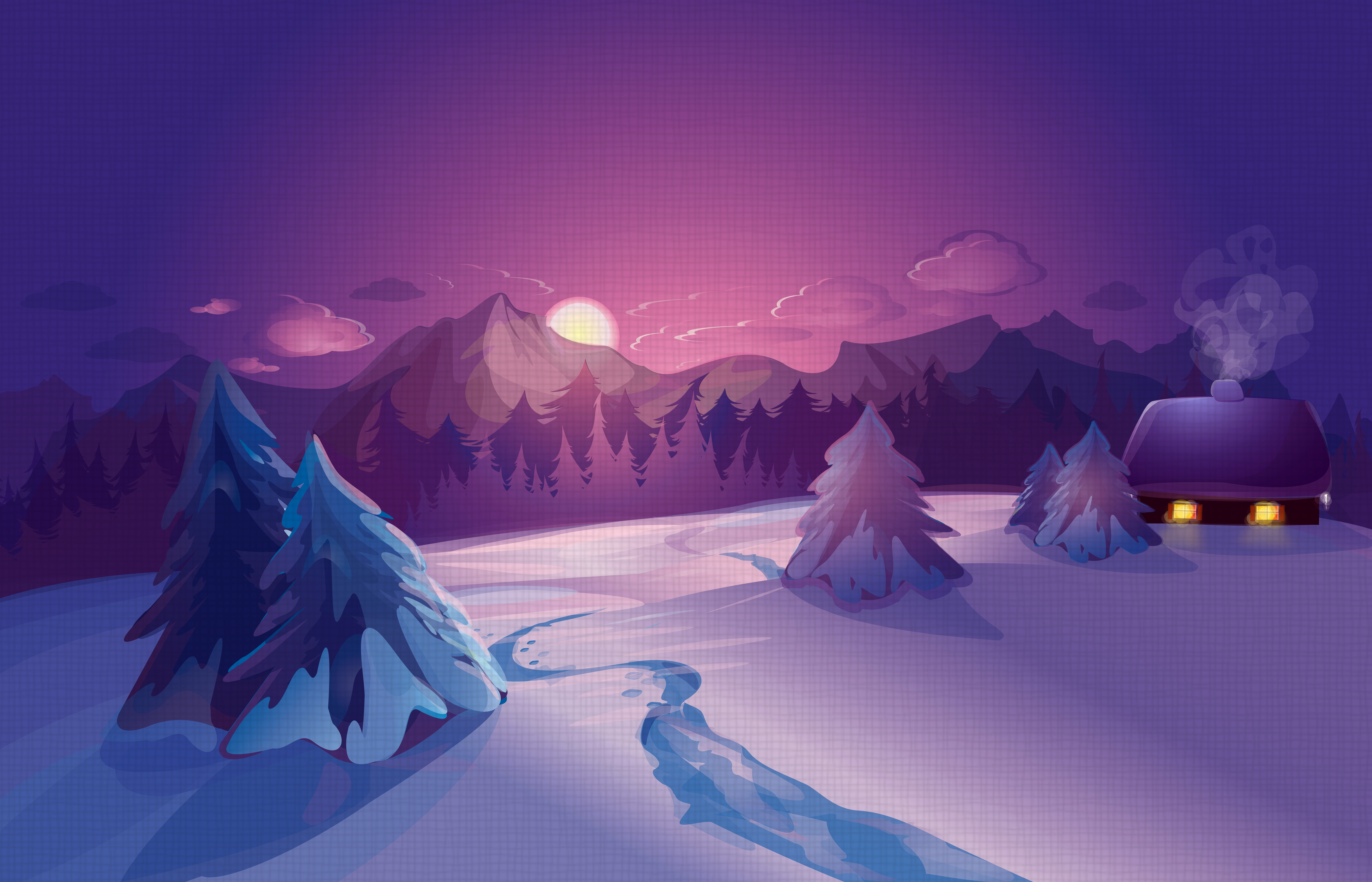 Baixe gratuitamente a imagem Inverno, Neve, Árvore, Casa, Artistico na área de trabalho do seu PC