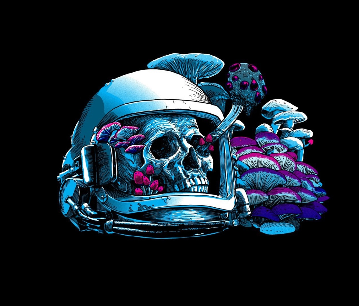Free download wallpaper Mushroom, Sci Fi, Skeleton, Astronaut on your PC desktop
