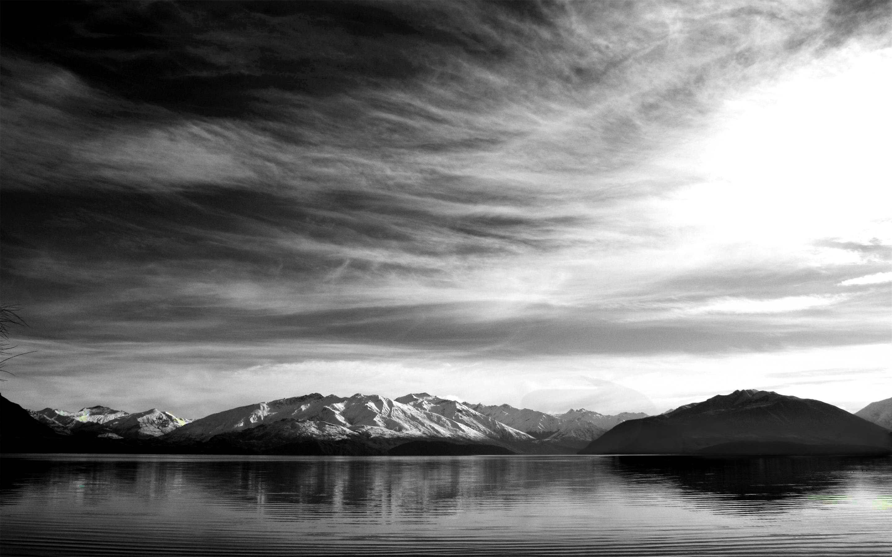 Download mobile wallpaper Mountain, Lake, Earth, Scenic, Black & White for free.