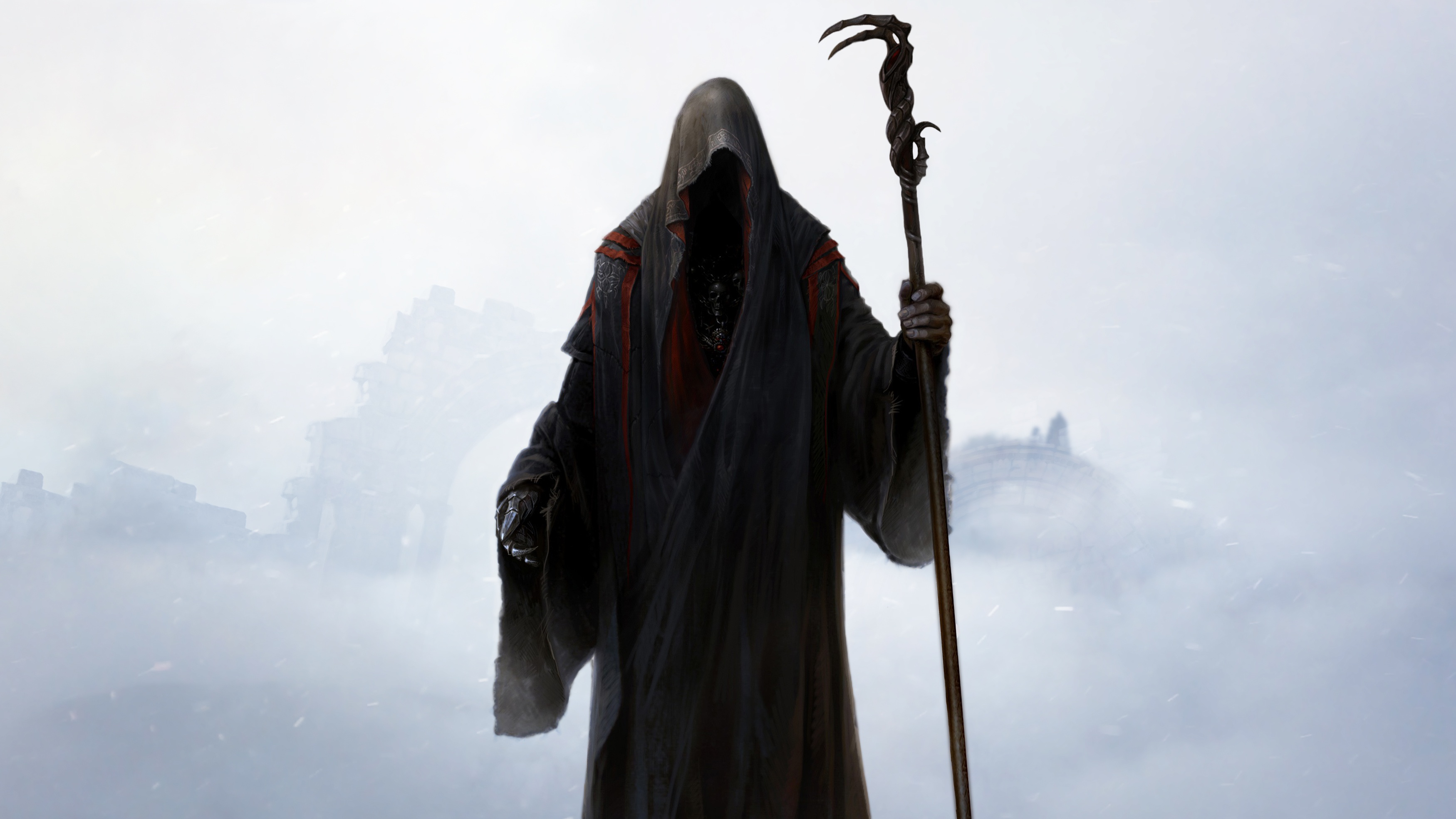 Free download wallpaper Dark, Grim Reaper, Staff on your PC desktop