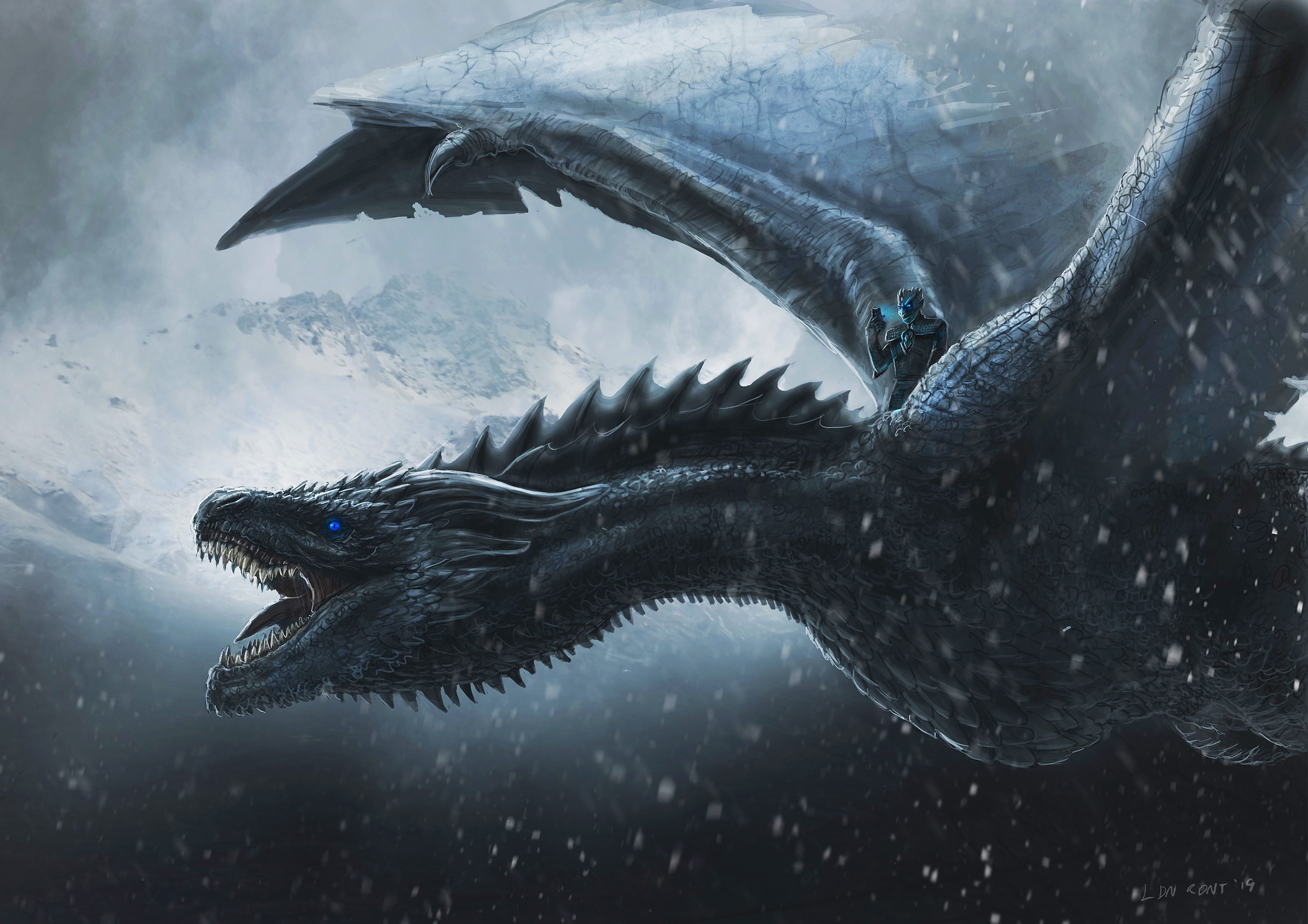game of thrones, tv show, dragon, night king (game of thrones)