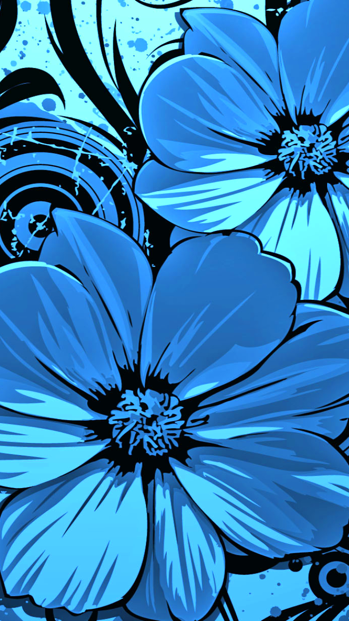 Скачать картинку Цветок, Синий, Художественные, Флауэрсы в телефон бесплатно.