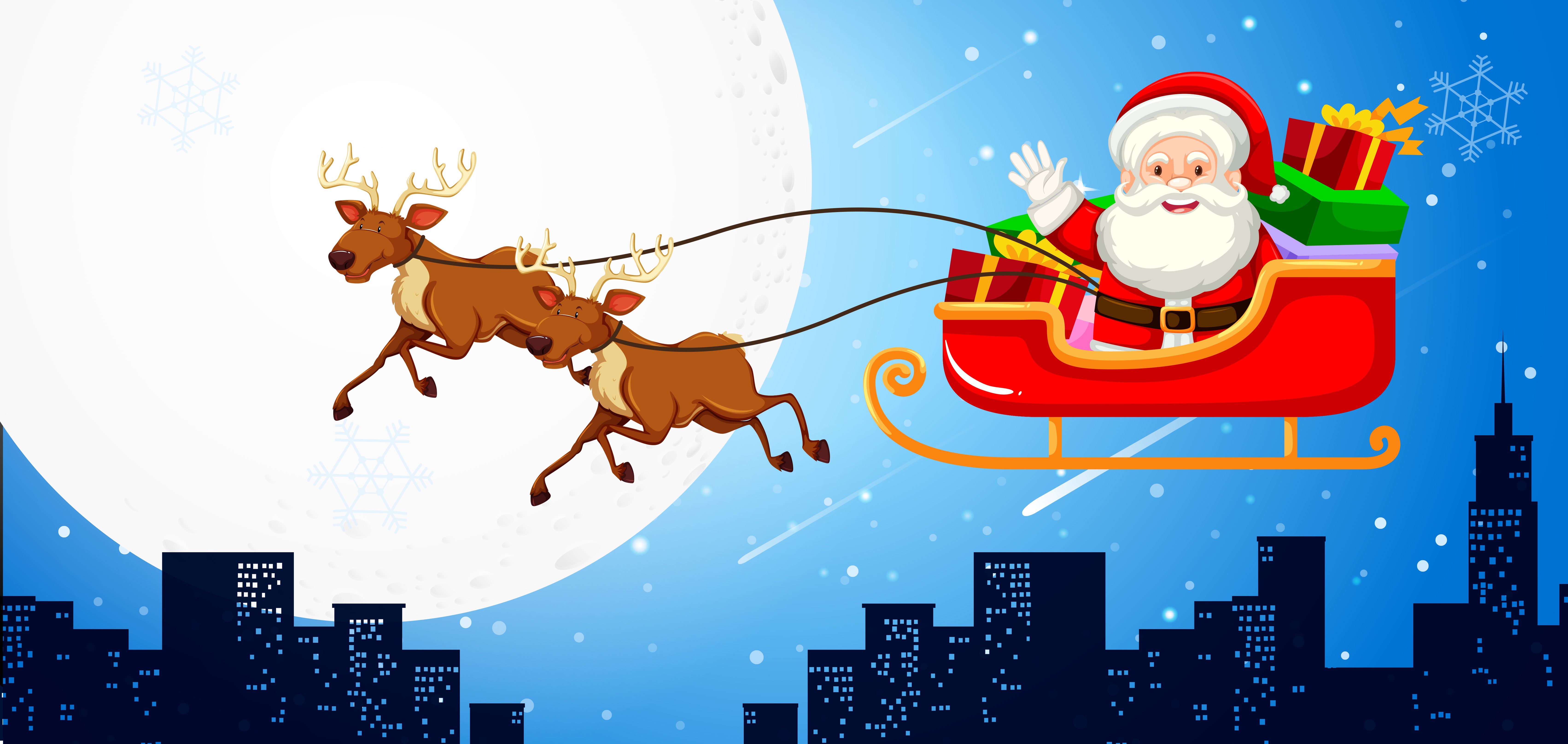 Скачать обои бесплатно Рождество, Сани, Праздничные, Санта картинка на рабочий стол ПК