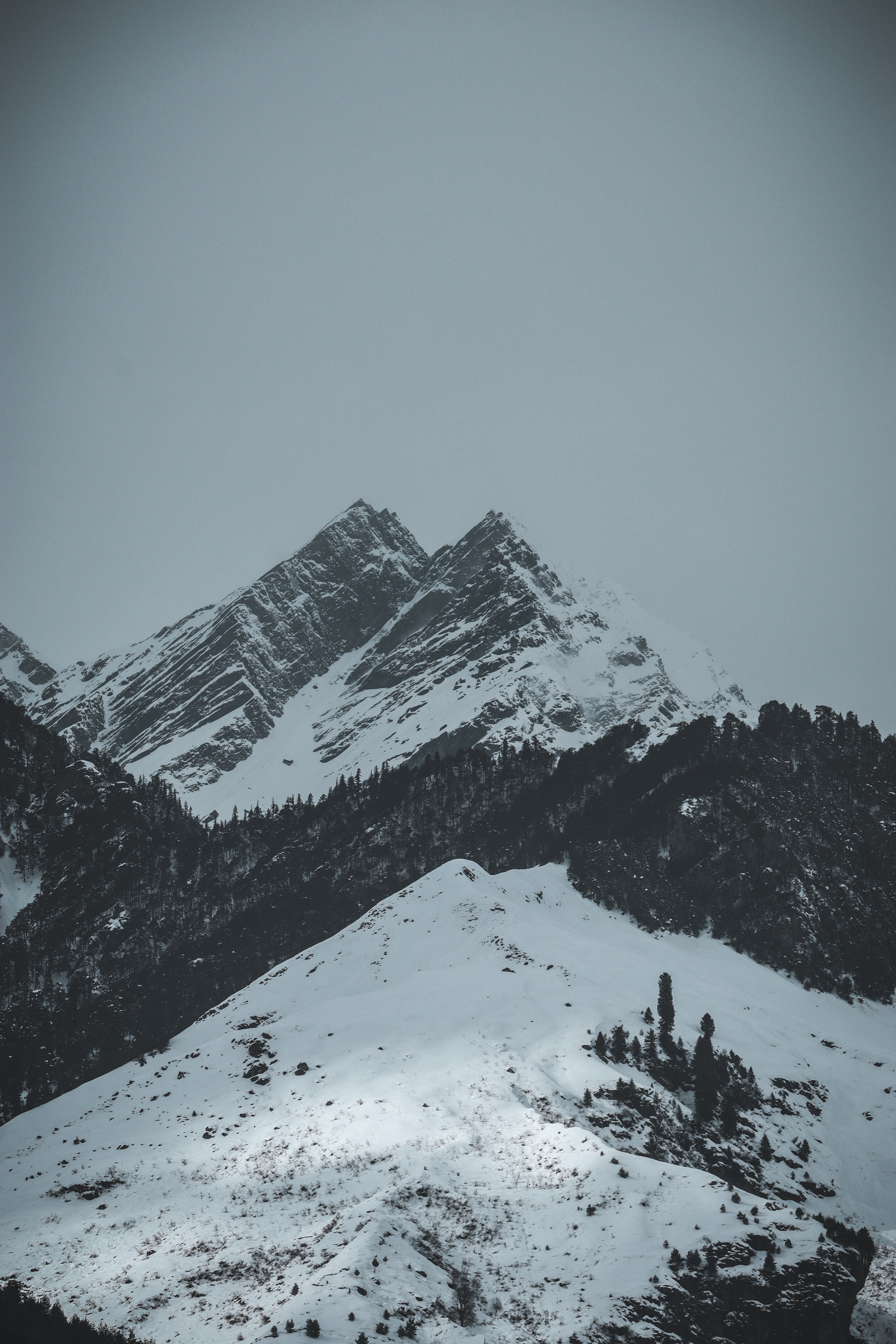 Скачать обои бесплатно Вершины, Природа, Снег, Горы, Пейзаж, Зима картинка на рабочий стол ПК
