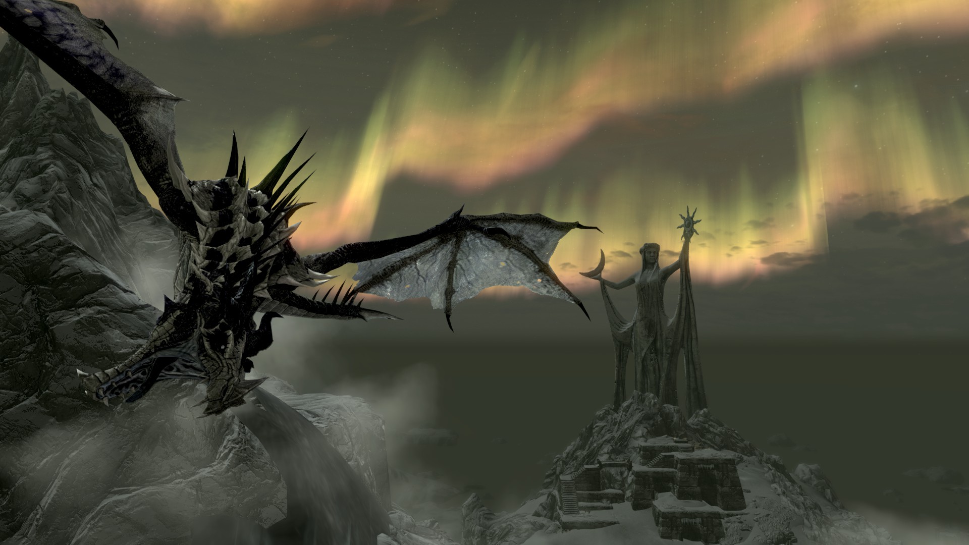 Laden Sie das Drachen, Computerspiele, Nordlicht, Skyrim, The Elder Scrolls V: Skyrim, The Elder Scrolls-Bild kostenlos auf Ihren PC-Desktop herunter