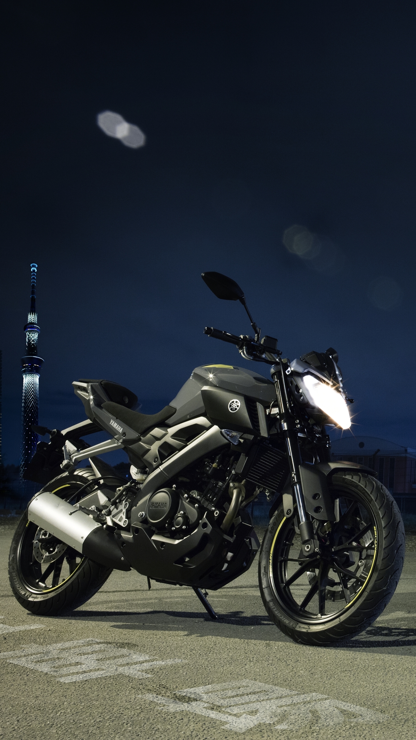 Download mobile wallpaper Night, Yamaha, Motorcycle, Vehicle, Vehicles, Yamaha Mt 125 for free.