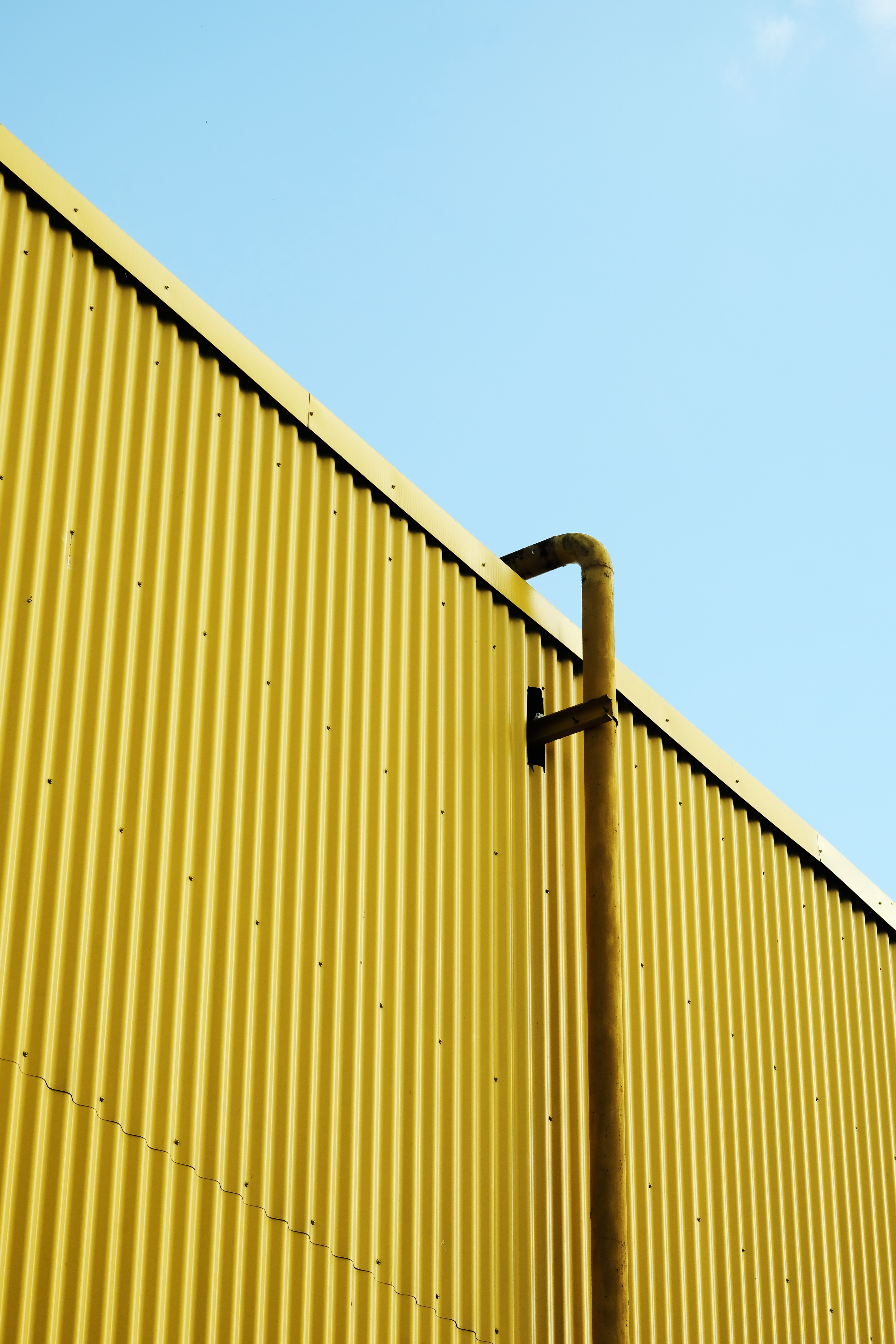 yellow, building, minimalism, trumpet, pipe