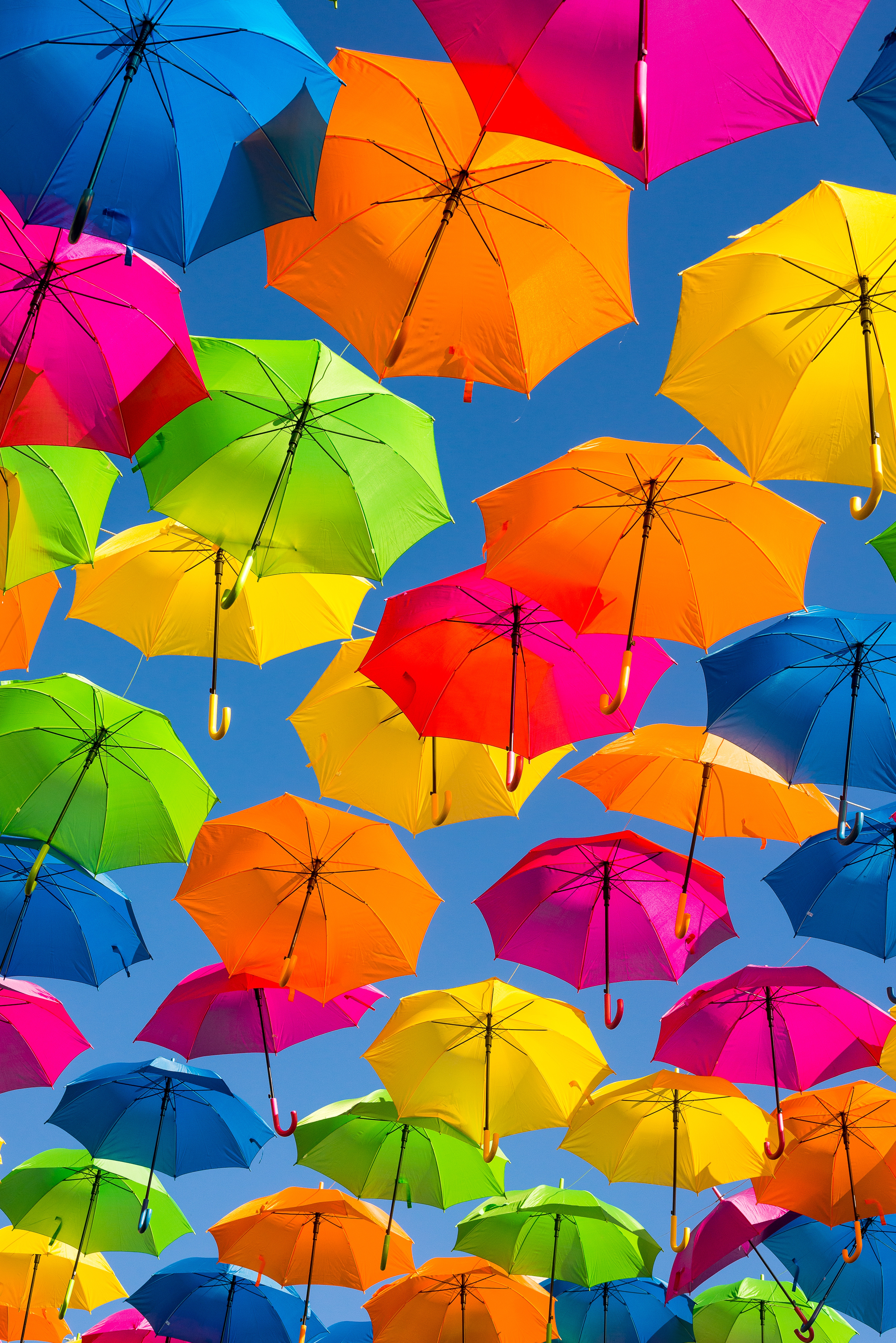 66714 скачать картинку разное, позитив, разноцветный, зонтик, радужный, яркий, небо - обои и заставки бесплатно