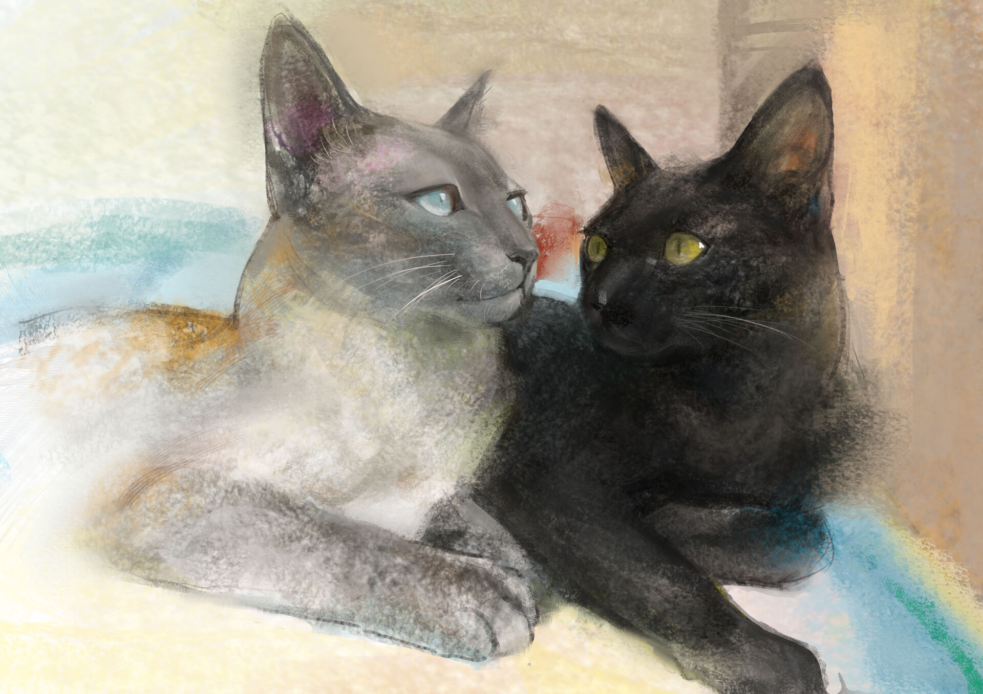 Free download wallpaper Cats, Cat, Animal, Painting on your PC desktop