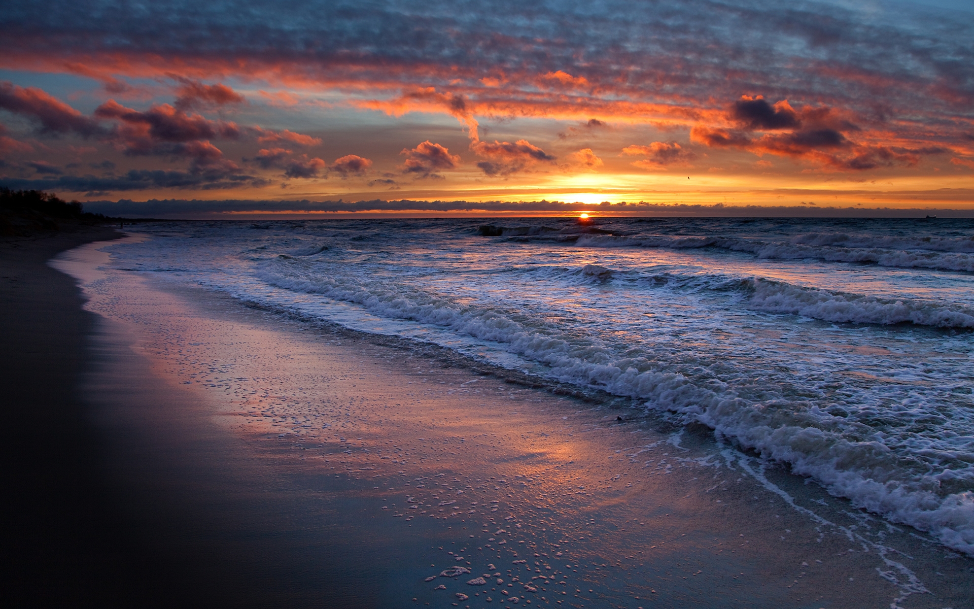 37839 descargar fondo de pantalla paisaje, puesta del sol, mar, azul: protectores de pantalla e imágenes gratis
