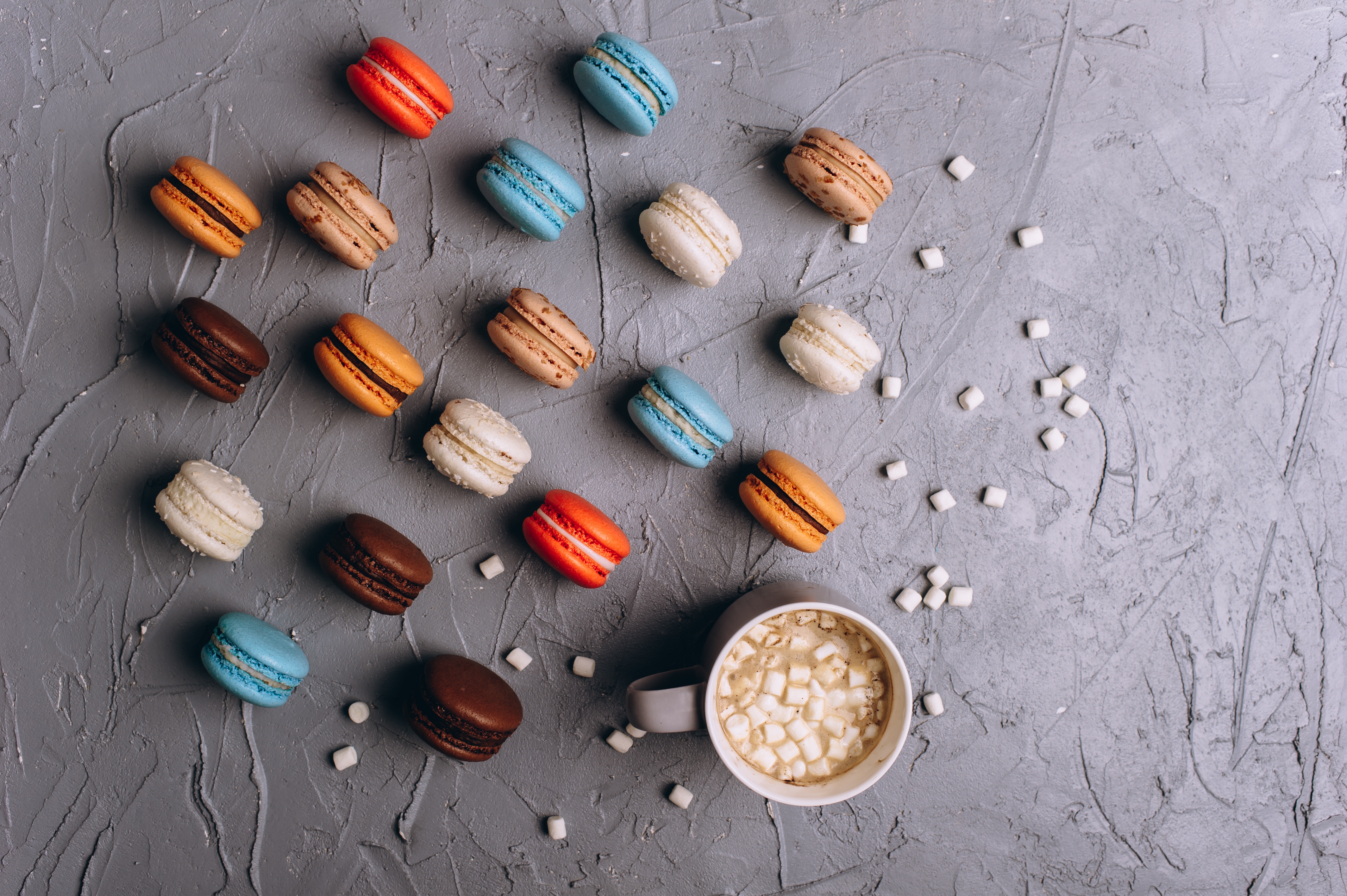 Download mobile wallpaper Food, Still Life, Cup, Marshmallow, Sweets, Macaron for free.